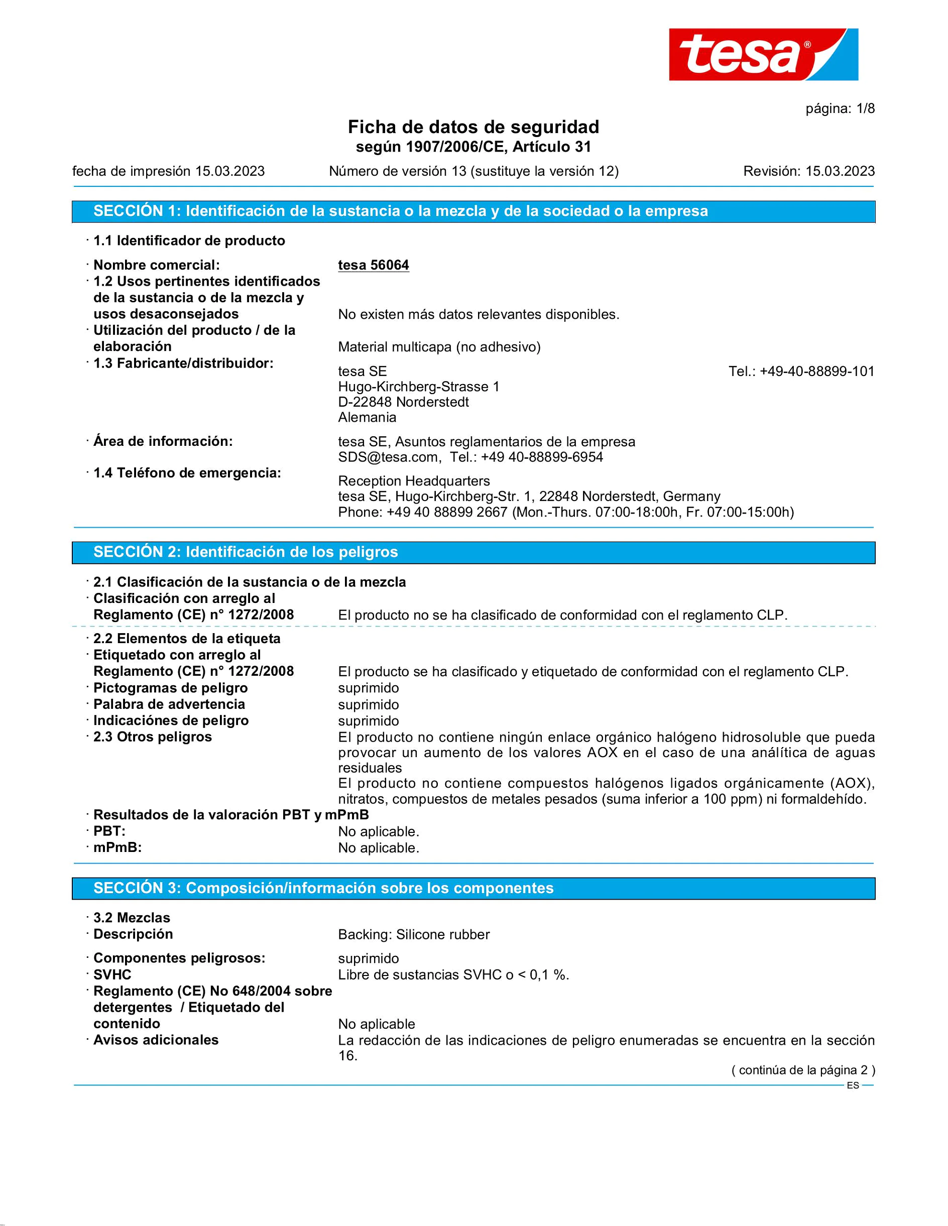 Safety data sheet_tesa® extra Power 56064_es-ES_v13