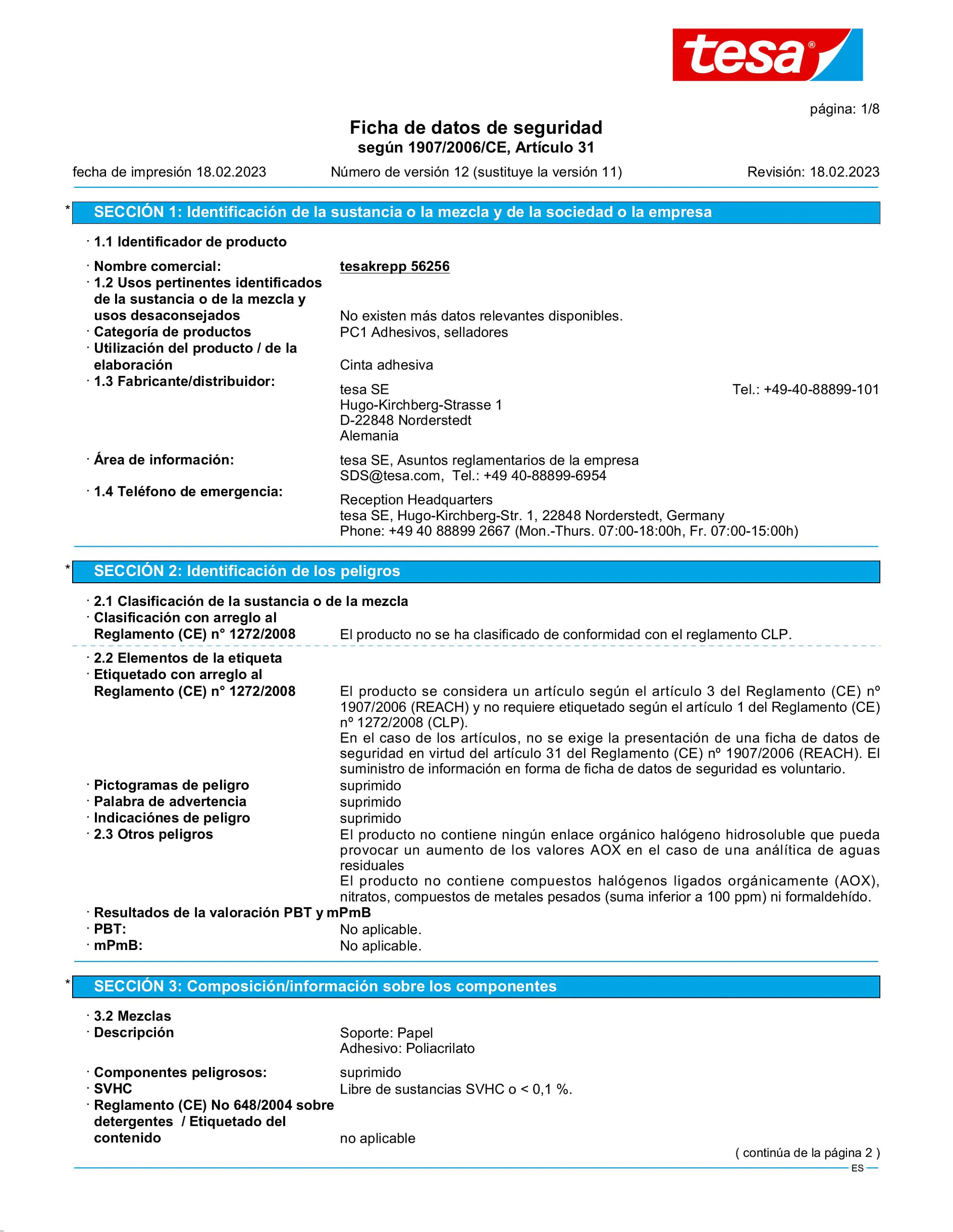 Safety data sheet_tesa® 56260_es-ES_v12