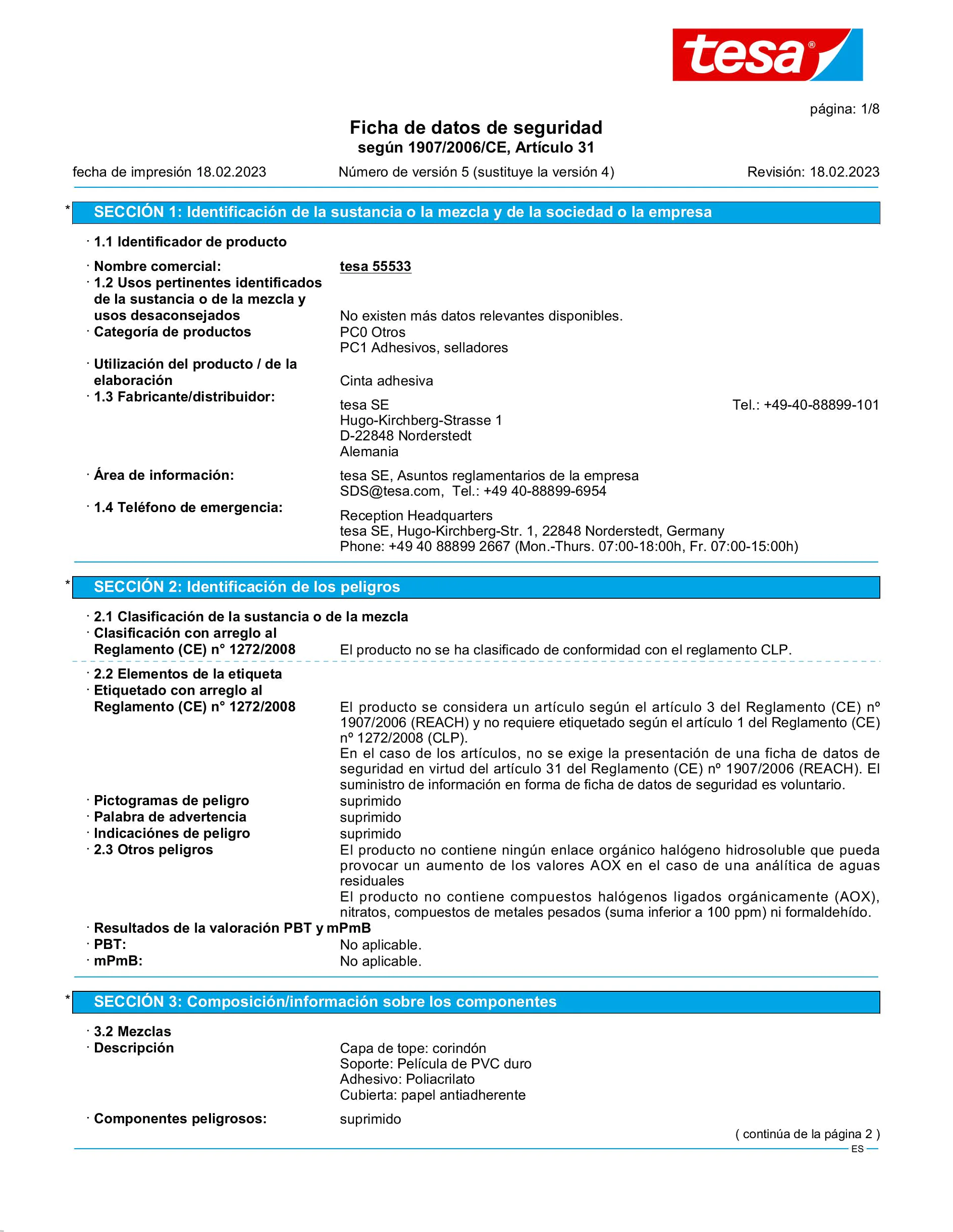 Safety data sheet_tesa® 55533_es-ES_v5