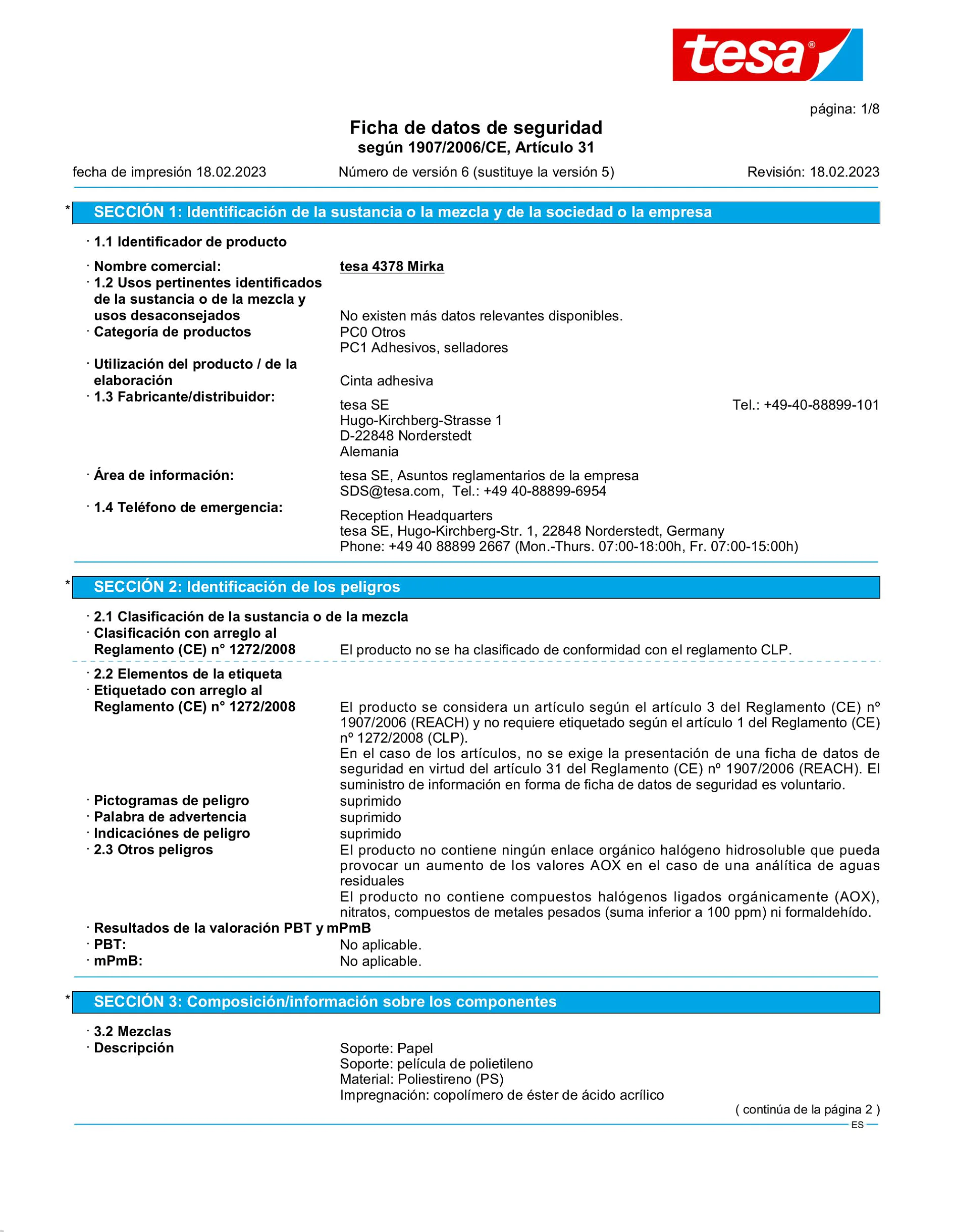 Safety data sheet_tesa® 04378_es-ES_v6