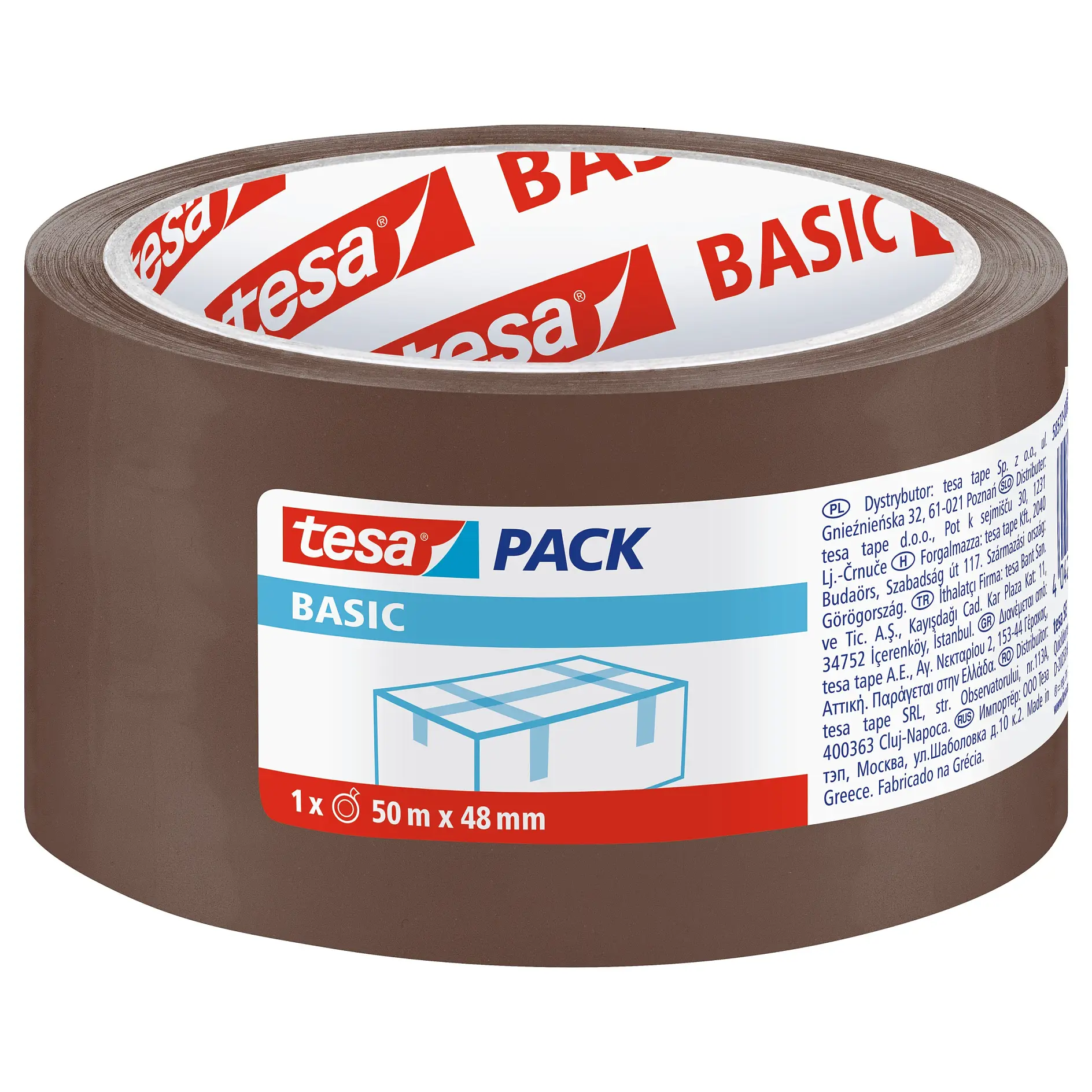 [en-en] tesa BASIC packaging tape, 50m x 48mm, brown