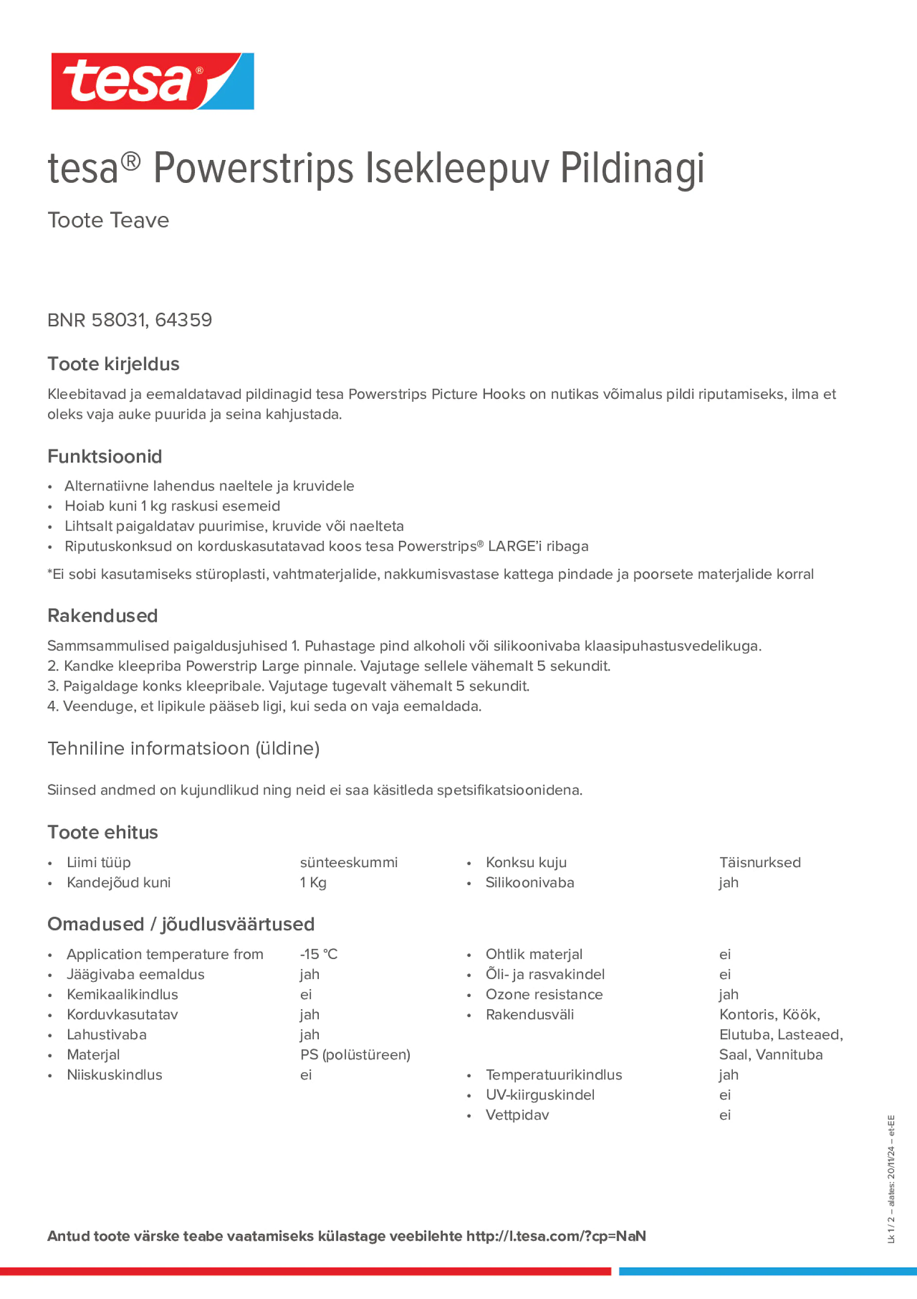 Product information_tesa® Powerstrips 58031_et-EE