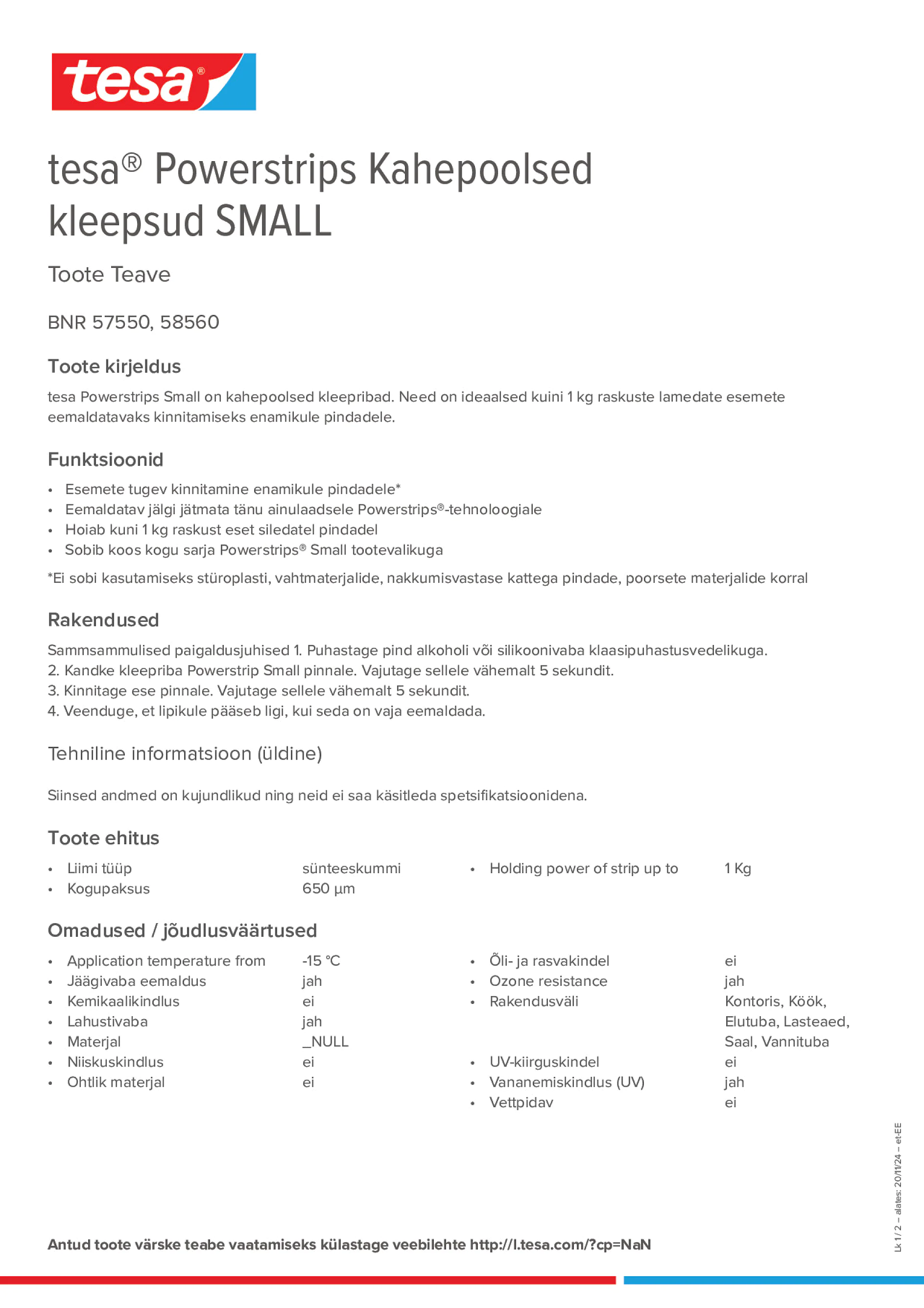 Product information_tesa® Powerstrips 58560_et-EE