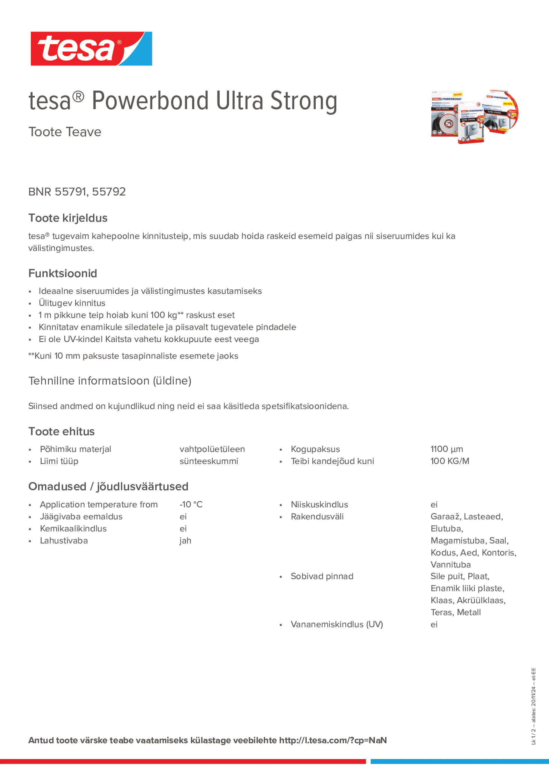 Product information_tesa® Powerbond 55791_et-EE