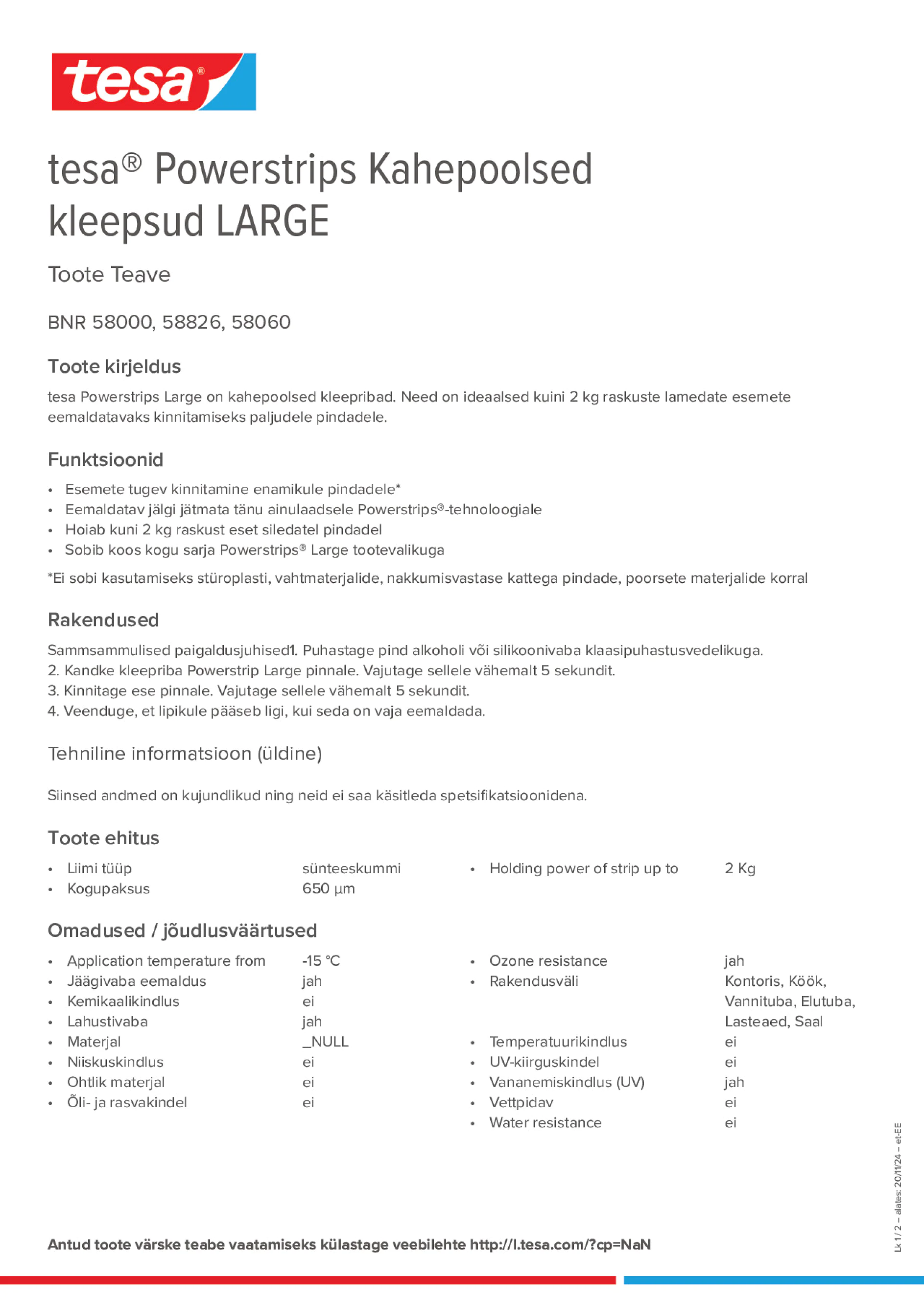 Product information_tesa® Powerstrips 58060_et-EE