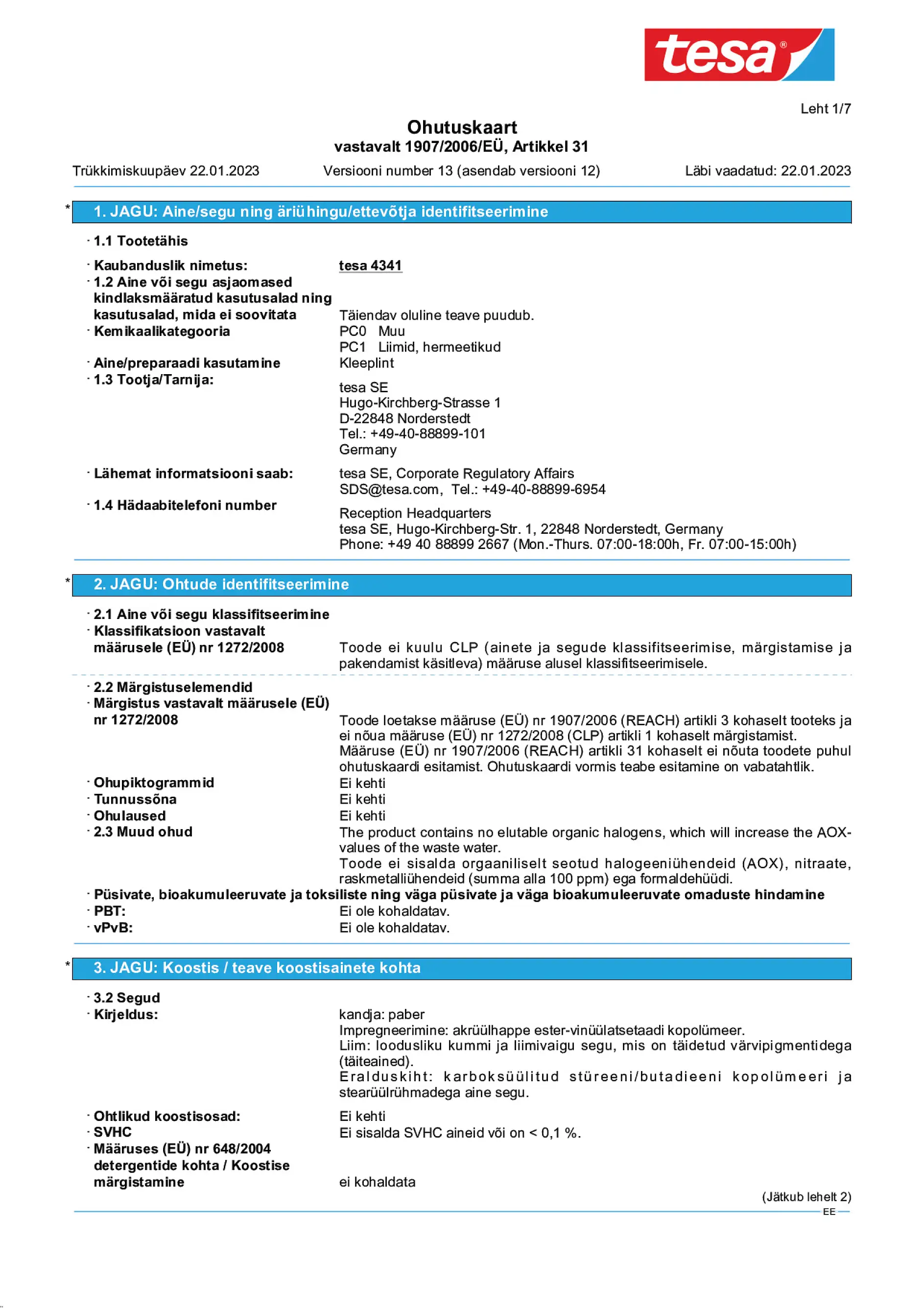 Safety data sheet_tesa® 4341_et-EE_v13