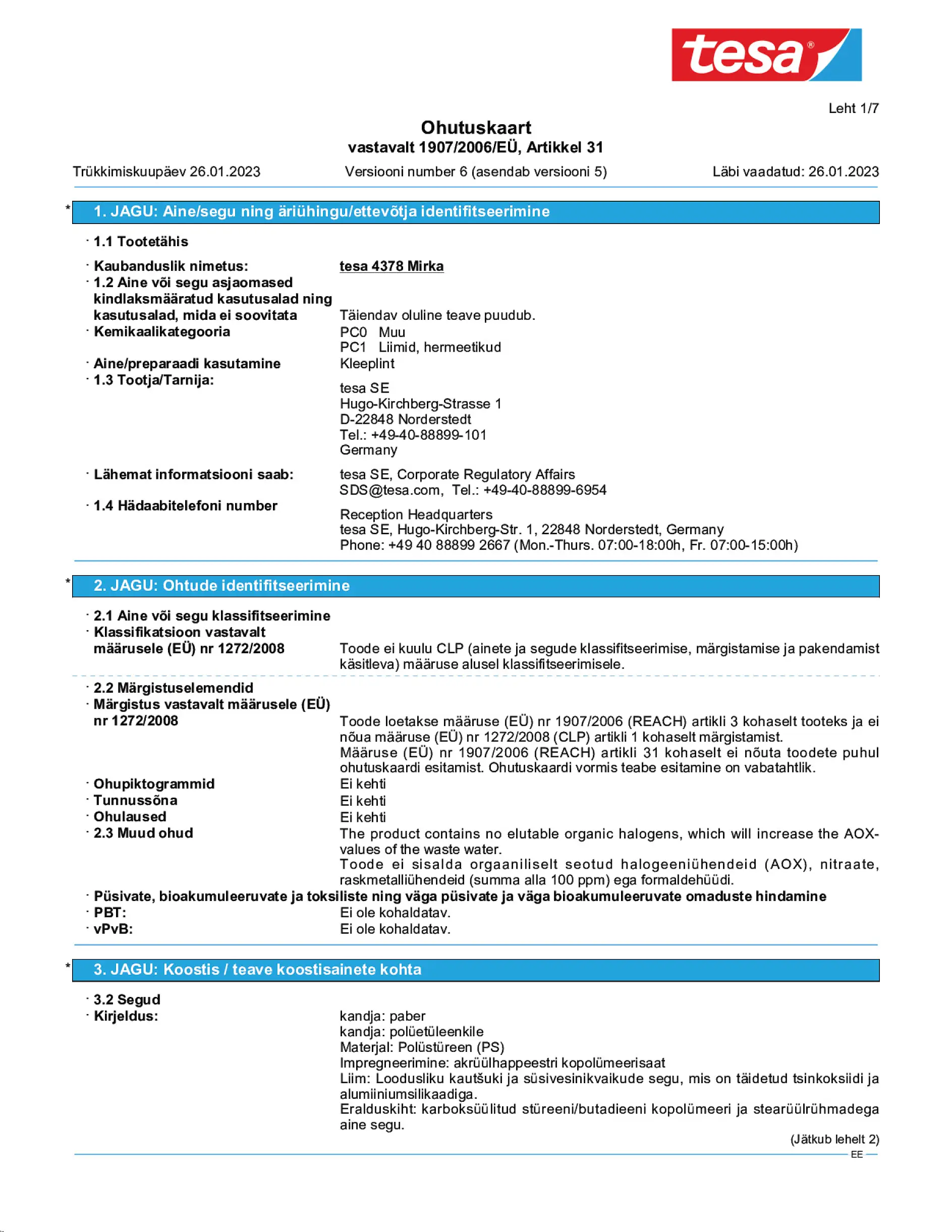 Safety data sheet_tesa® 04378_et-EE_v6