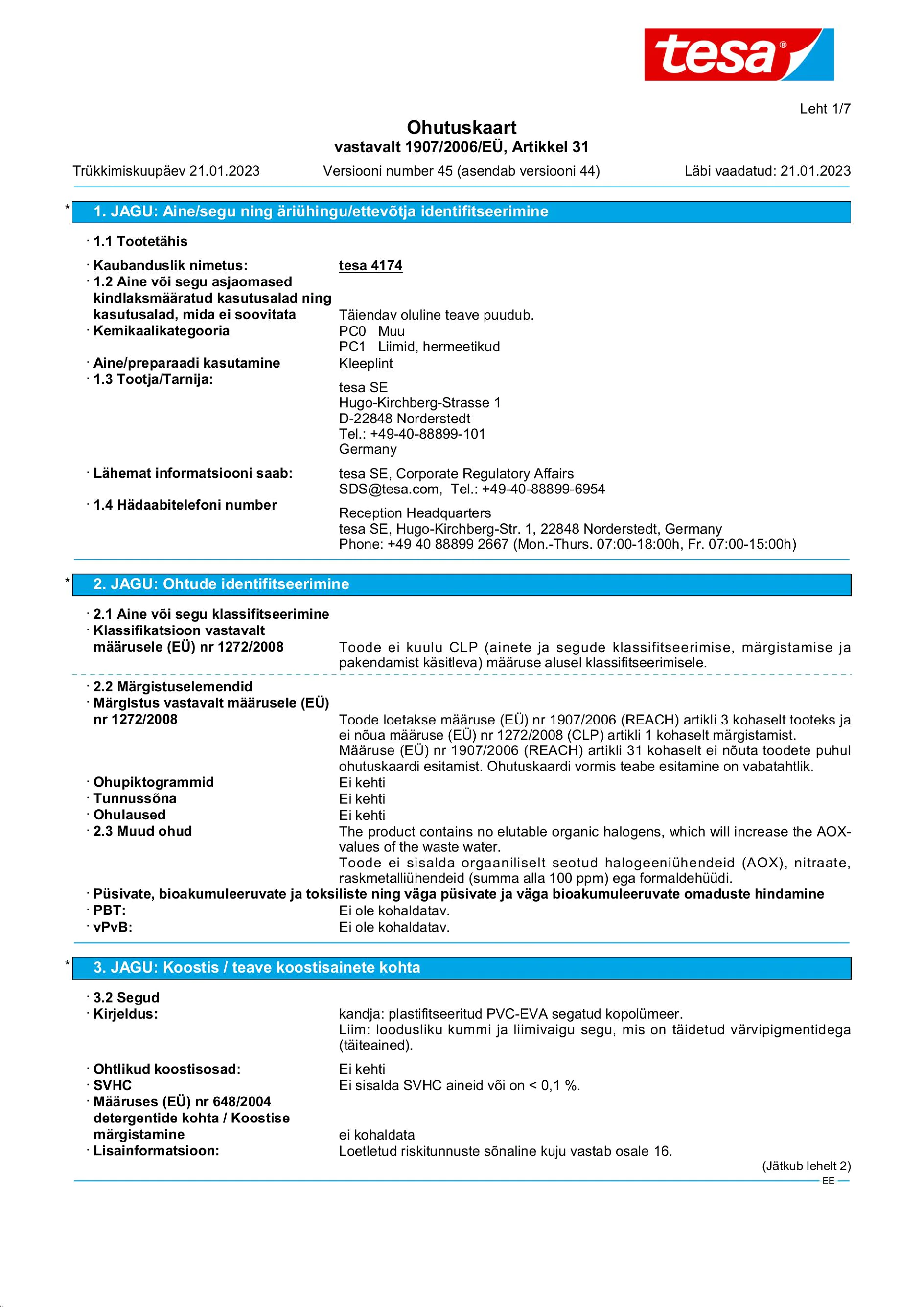 Safety data sheet_tesa® 4174_et-EE_v45