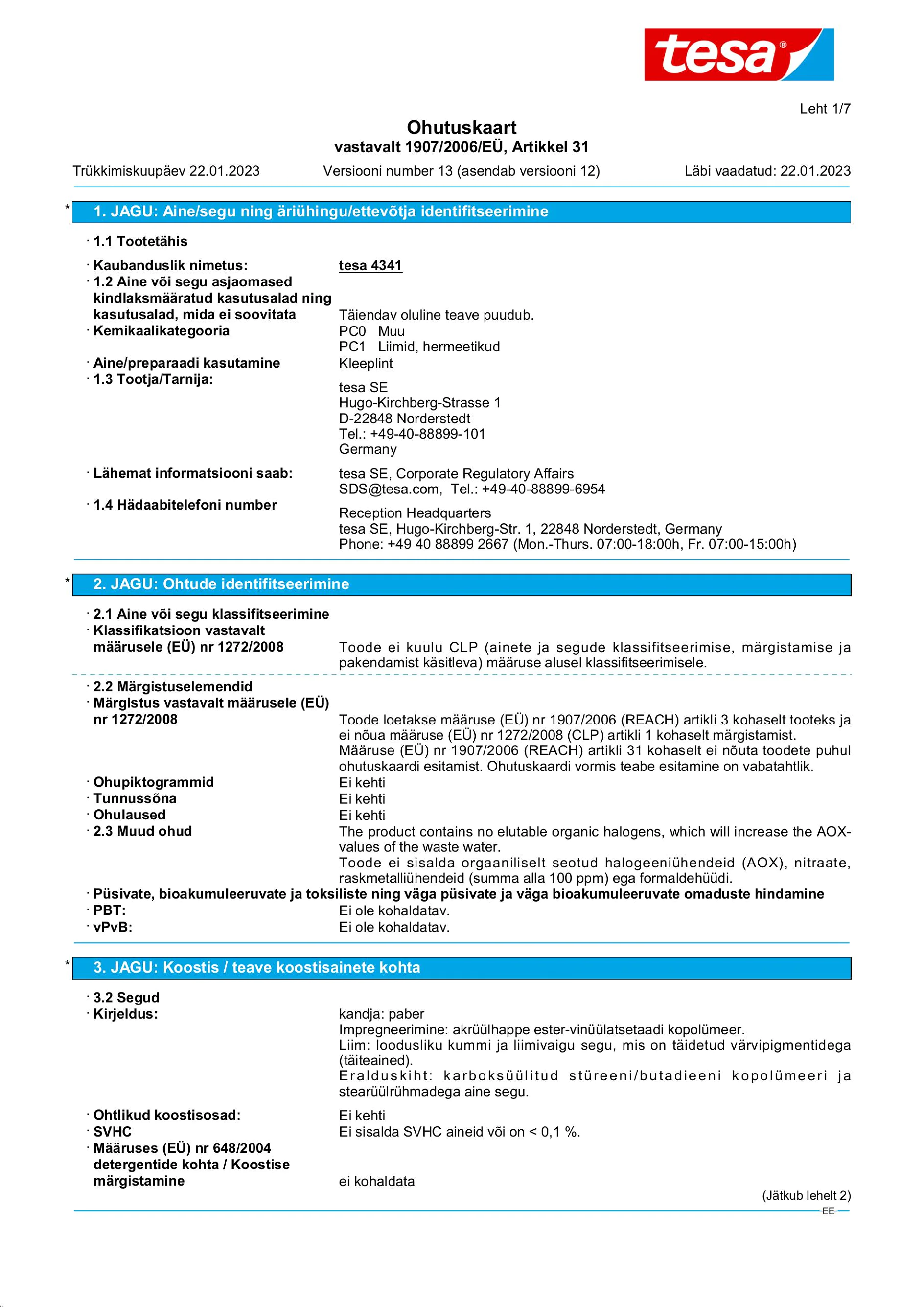 Safety data sheet_tesa® 4341_et-EE_v13