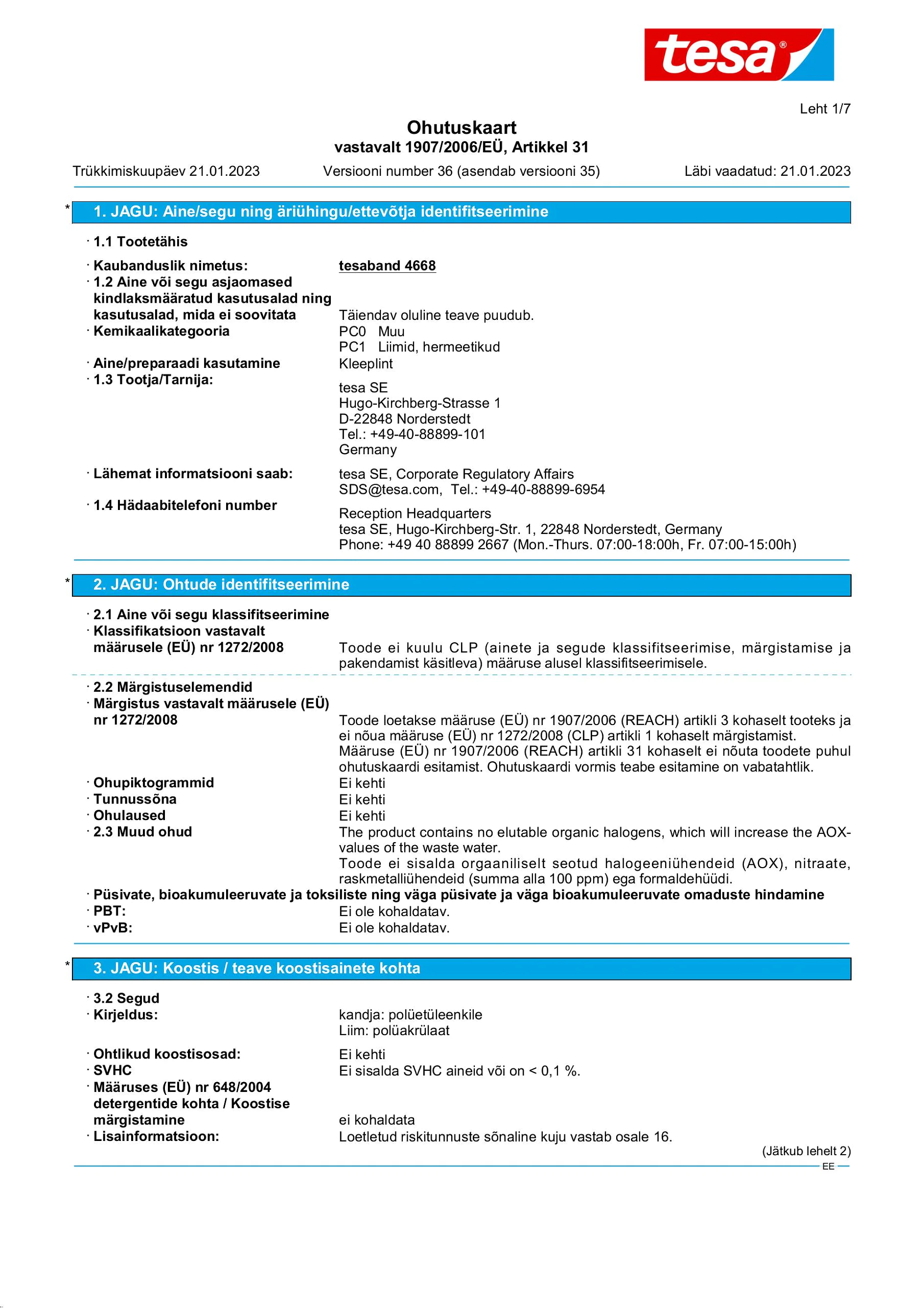 Safety data sheet_tesa® Professional 04668_et-EE_v36