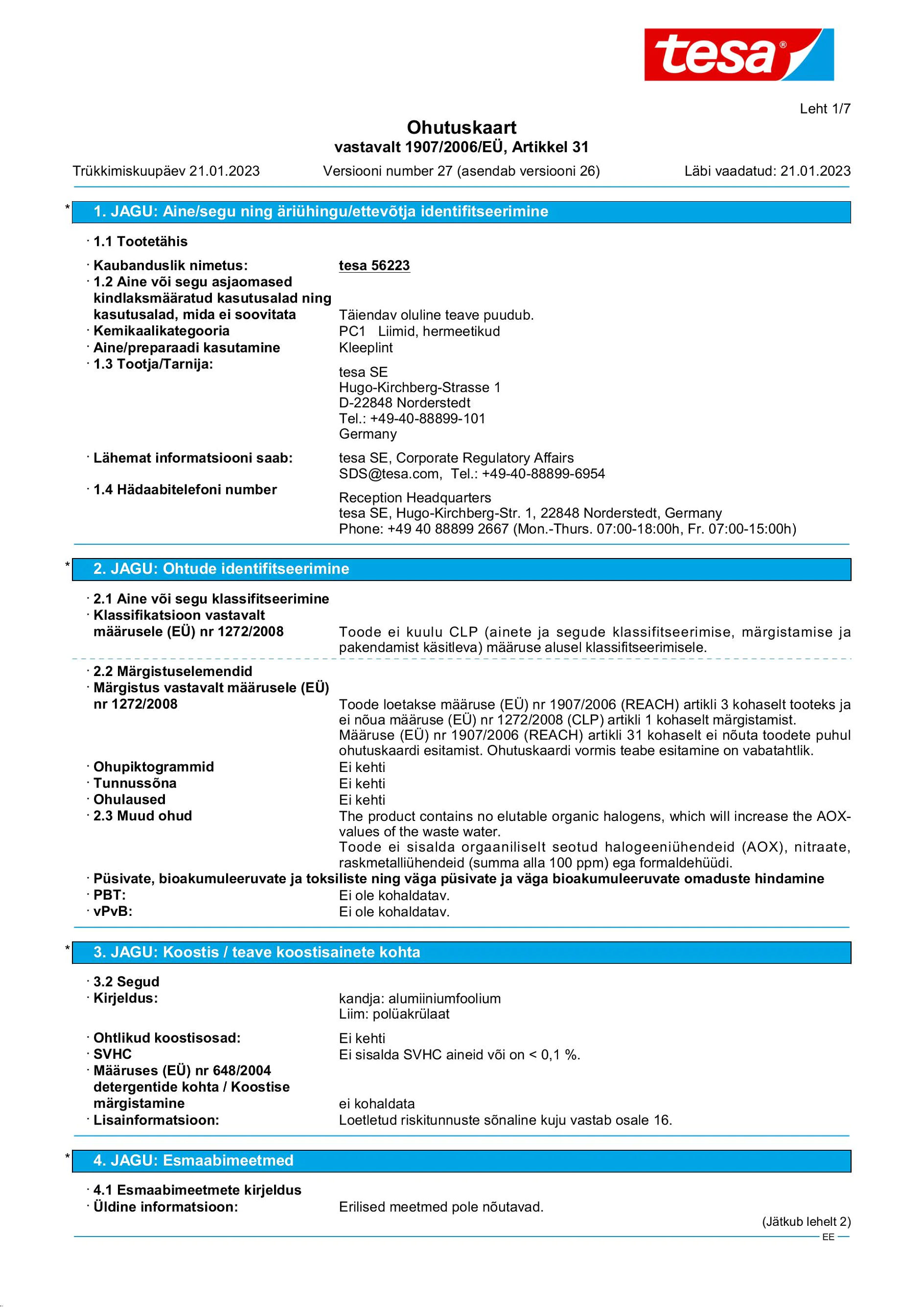 Safety data sheet_tesa® 56223_et-EE_v27