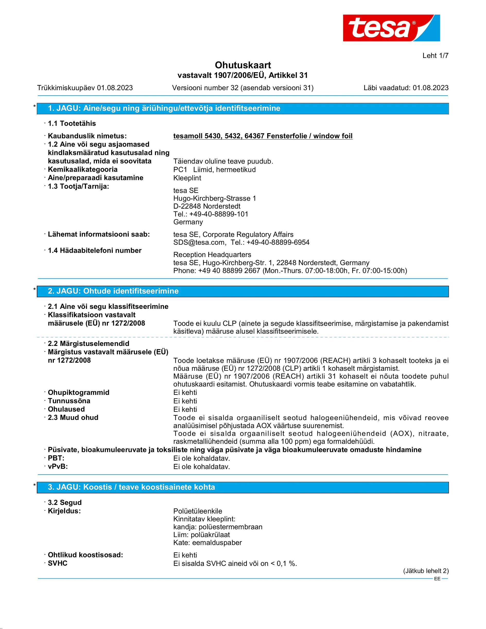 Safety data sheet_tesamoll® 5430_et-EE_v32