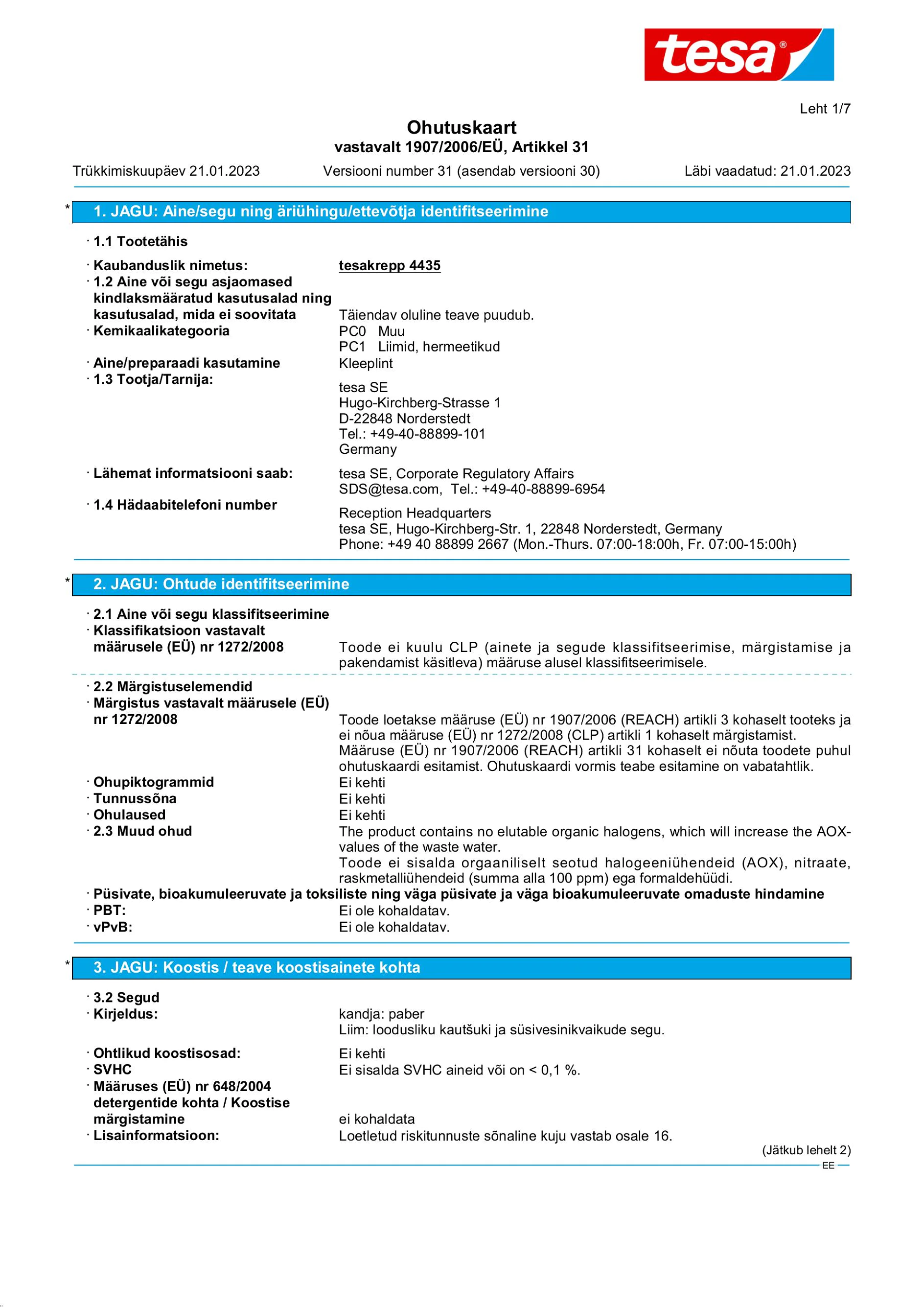 Safety data sheet_tesa® Professional 04435_et-EE_v31