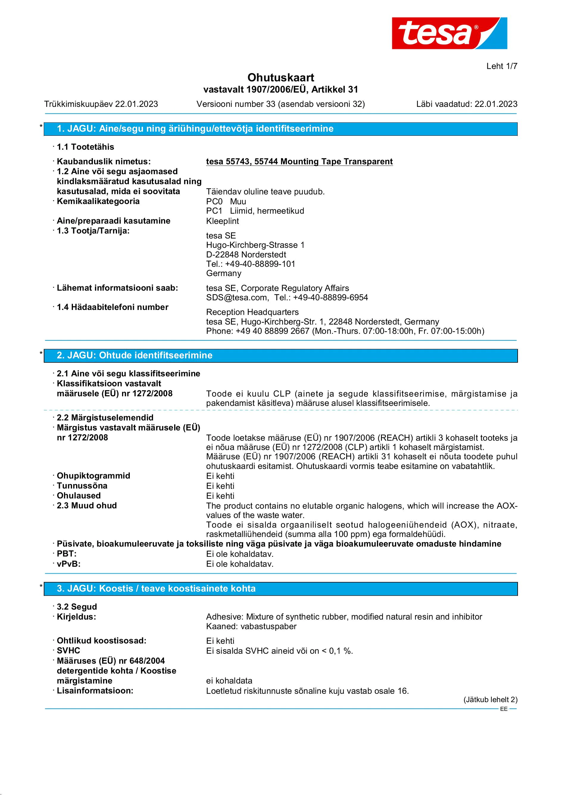 Safety data sheet_tesa® Powerbond 55744_et-EE_v33