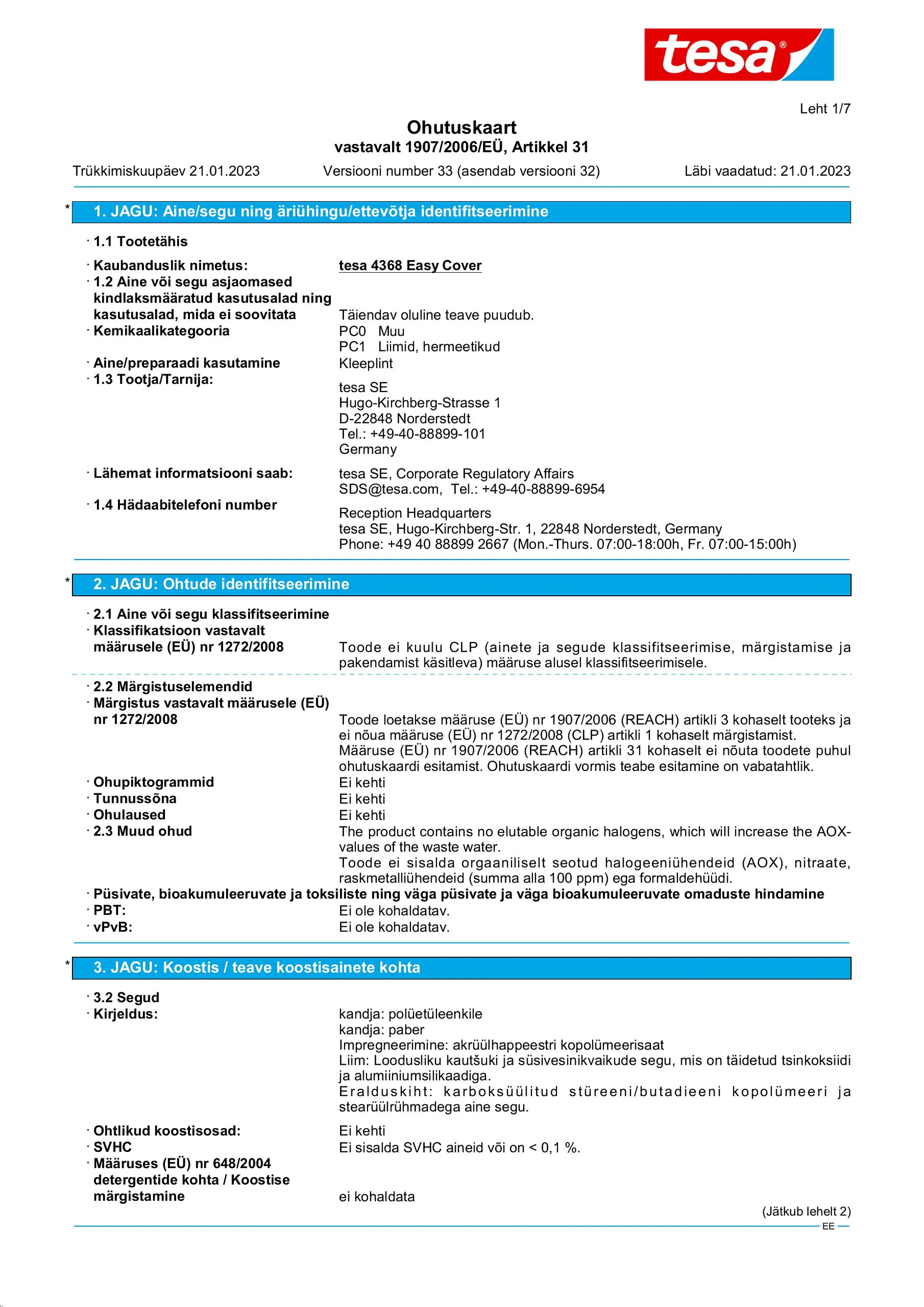 Safety data sheet_tesa® Professional 04368_et-EE_v33