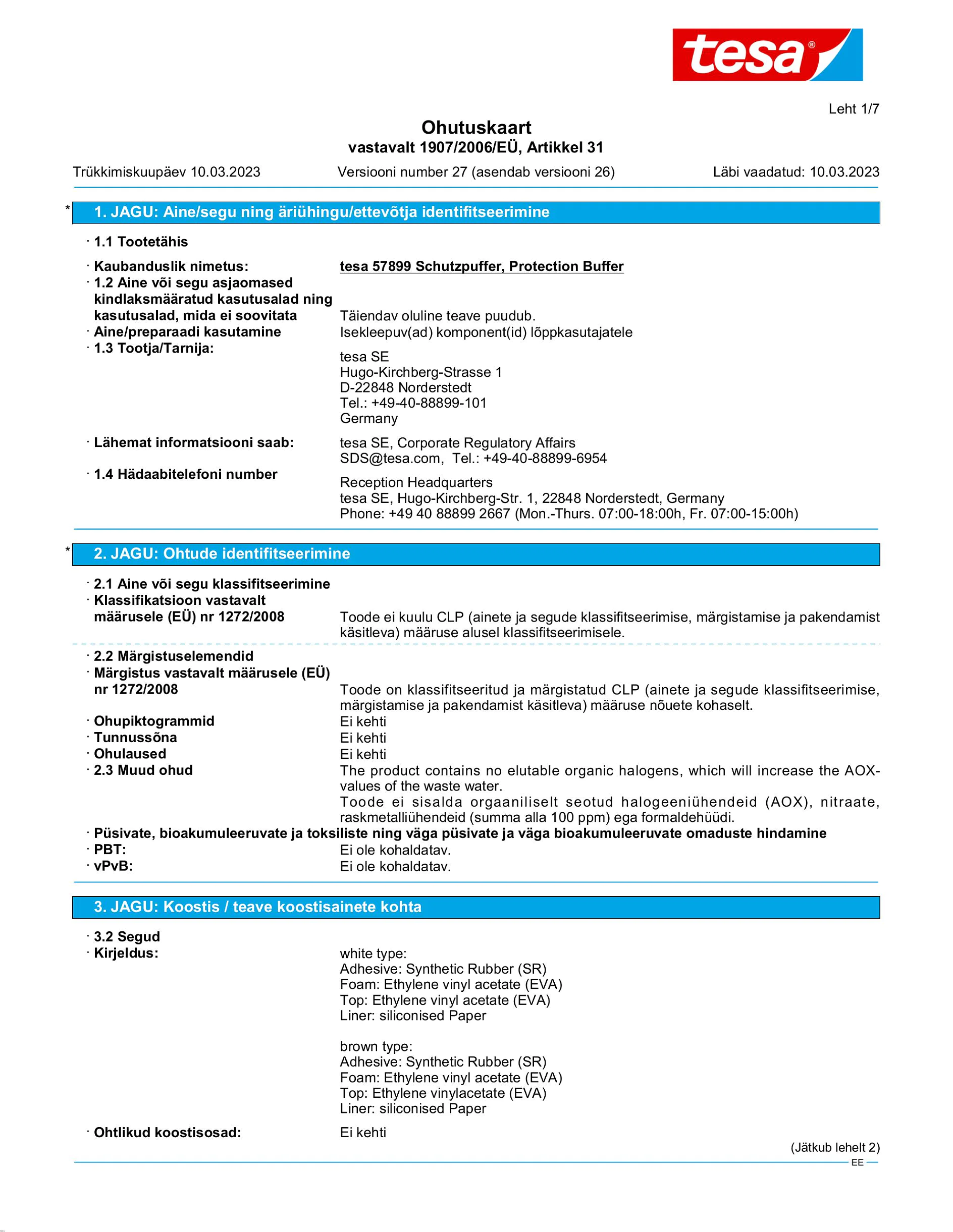 Safety data sheet_tesa® Protect 57705_et-EE_v27