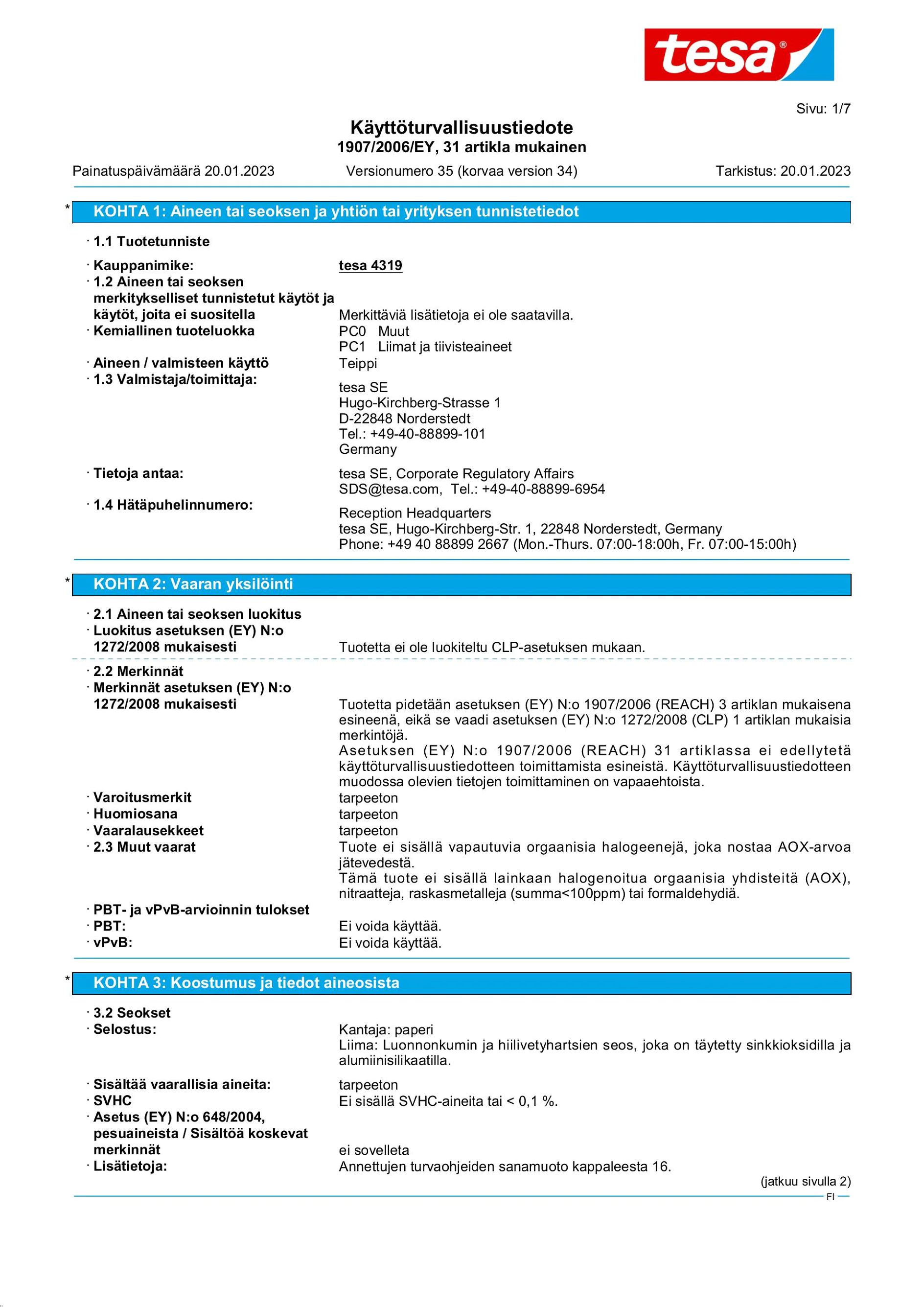 Safety data sheet_tesa® Professional 04319_fi-FI_v35