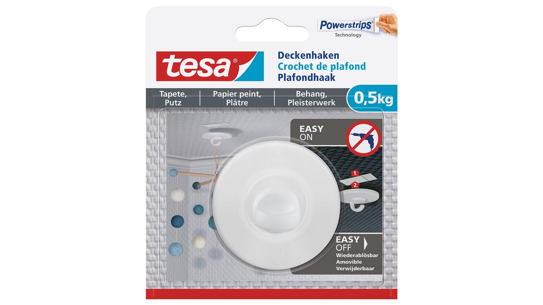 tesa® Crochet adhésif pour verre et surfaces transparentes 0.2kg