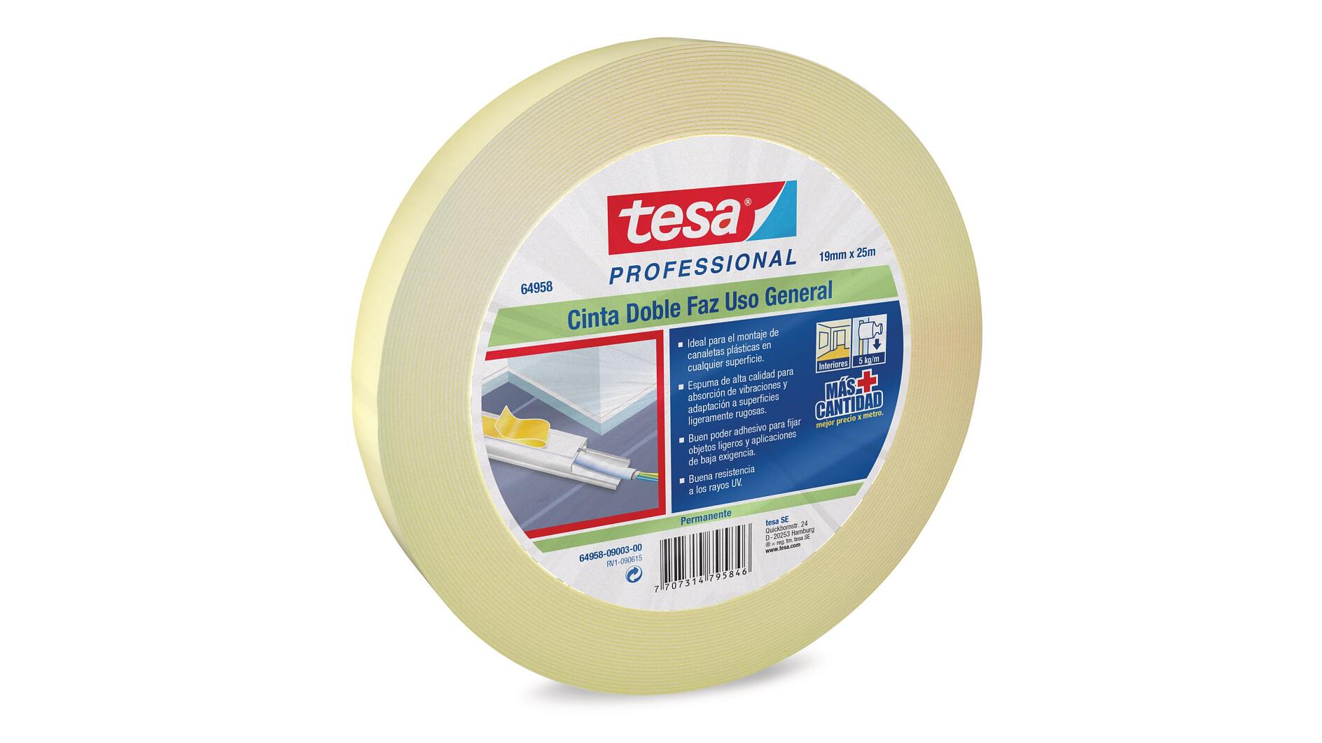 Tesa® 4952 : adhésif double face en mousse PE 19 mm x 5 m