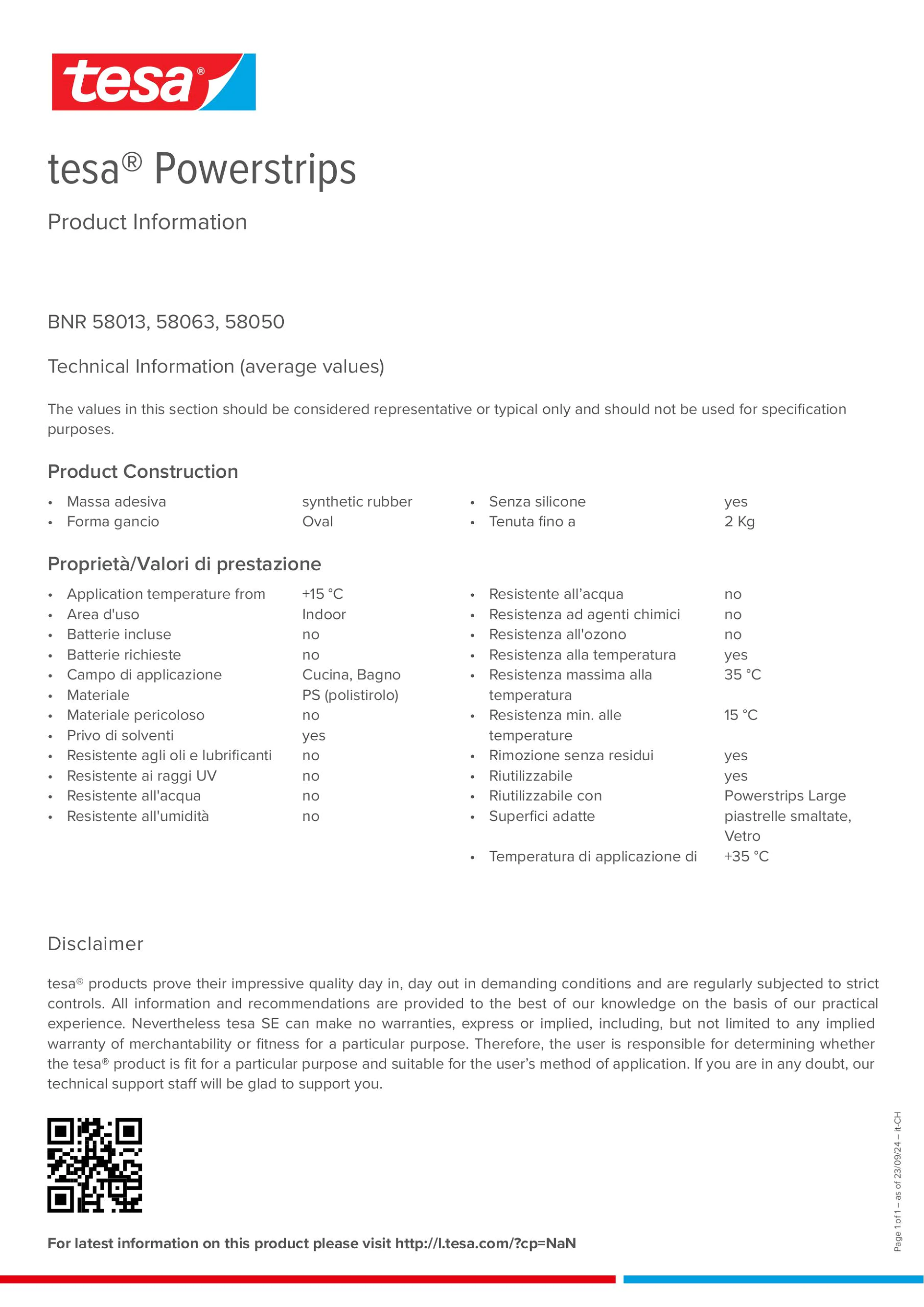 Product information_tesa® Powerstrips 58050_de-CH_fr-CH