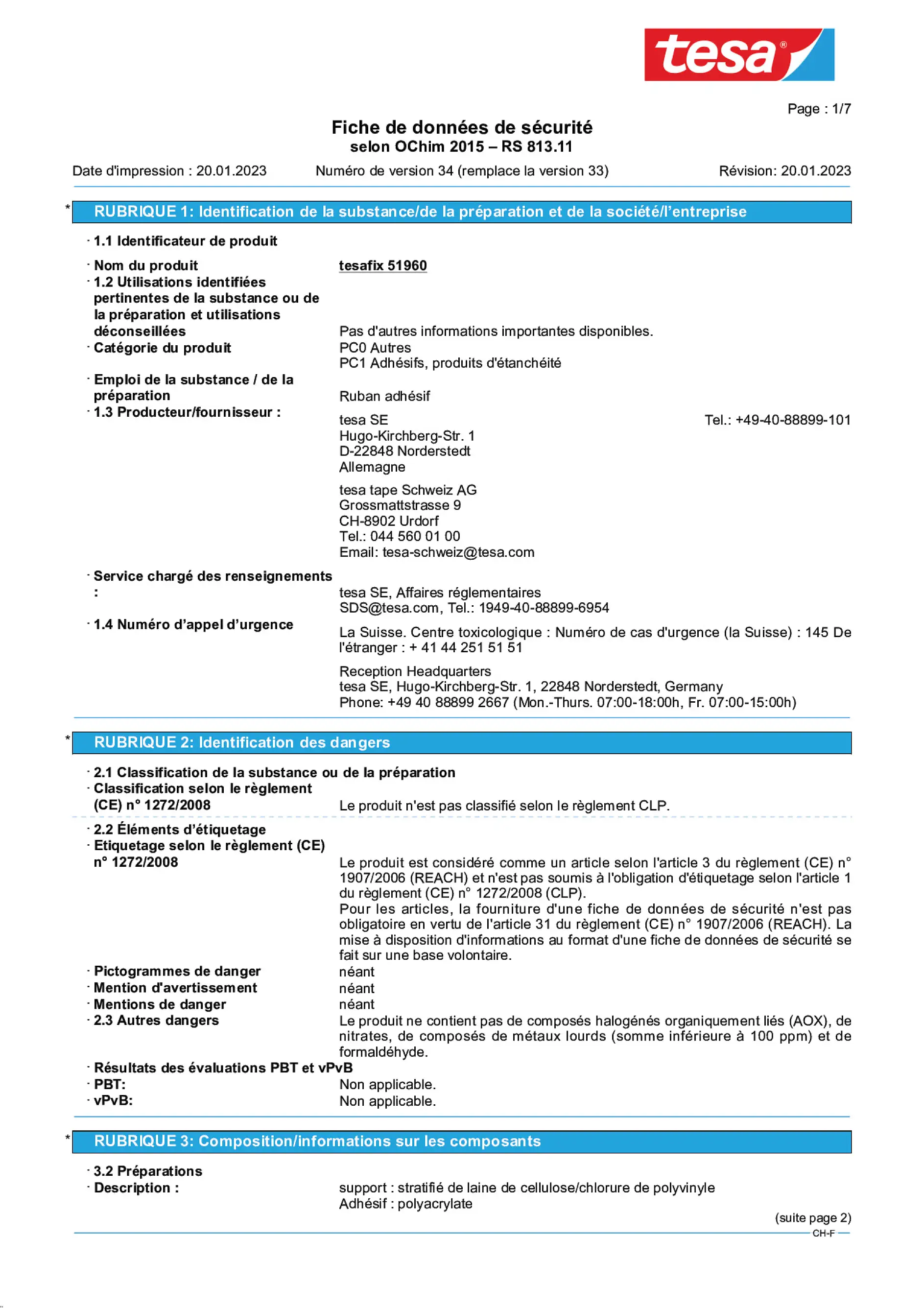 Safety data sheet_tesa® 51960_fr-CH_v34