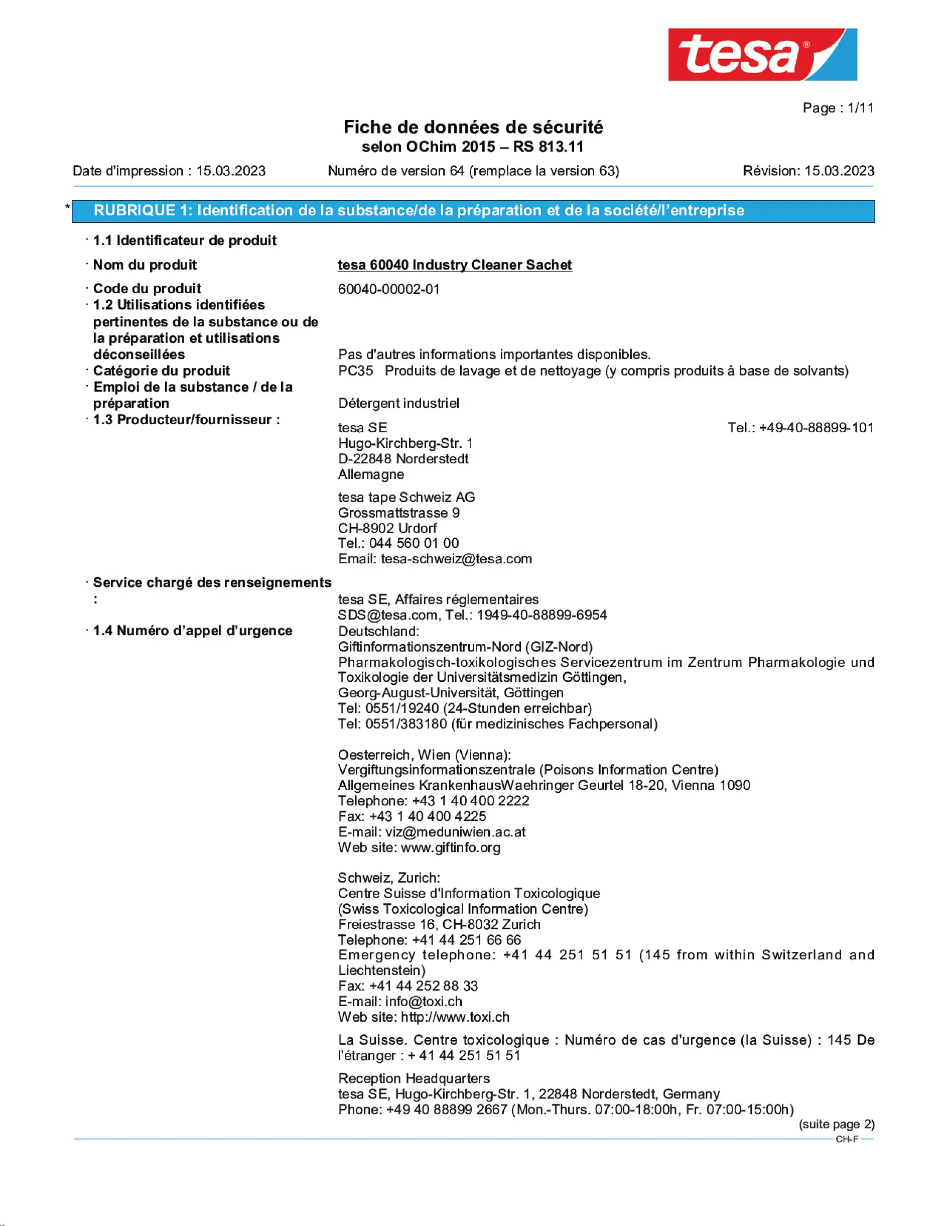 Safety data sheet_tesa® 60040_fr-CH_v64