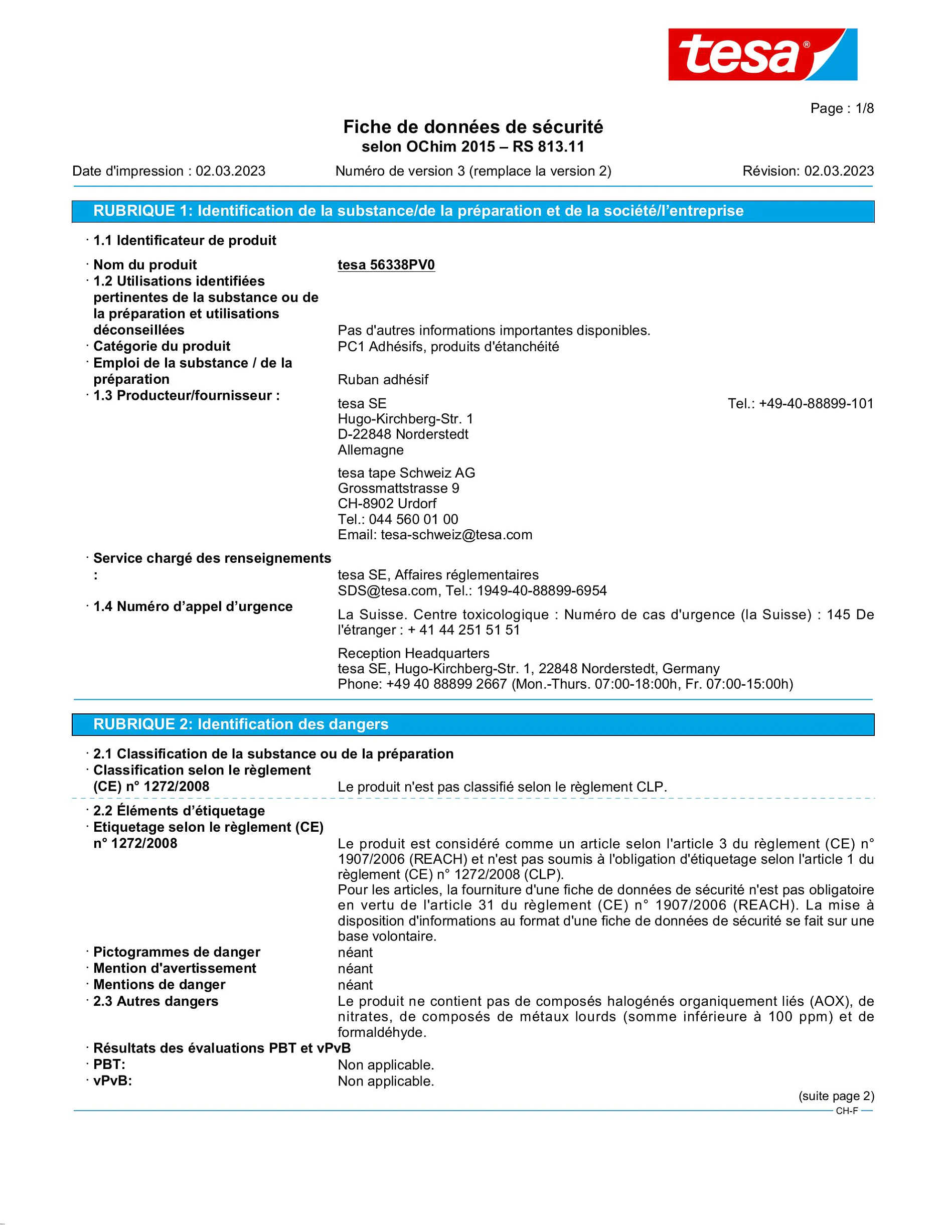 Safety data sheet_tesa® extra Power 56348_fr-CH_v3