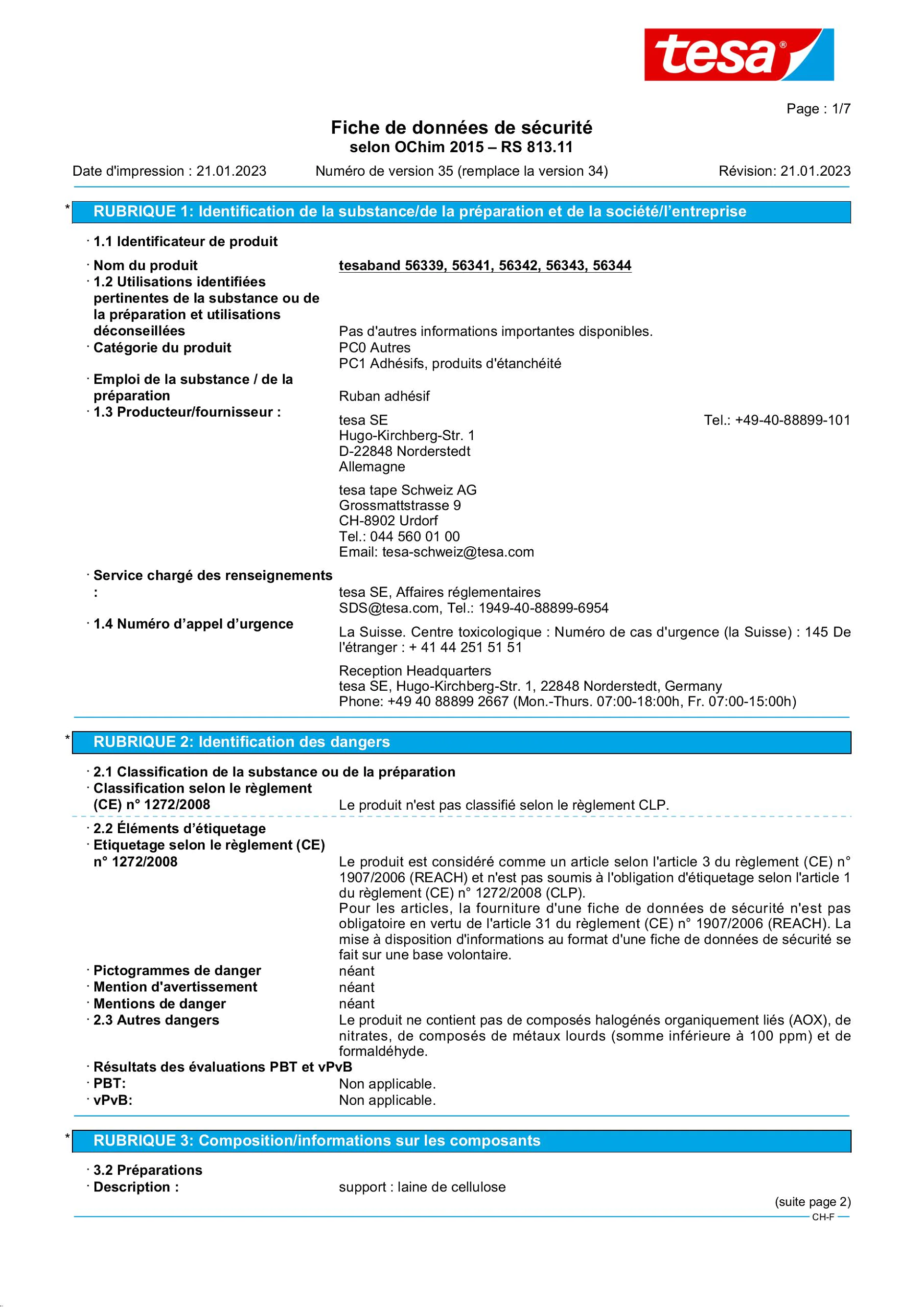 Safety data sheet_tesa® extra Power 56339_fr-CH_v35