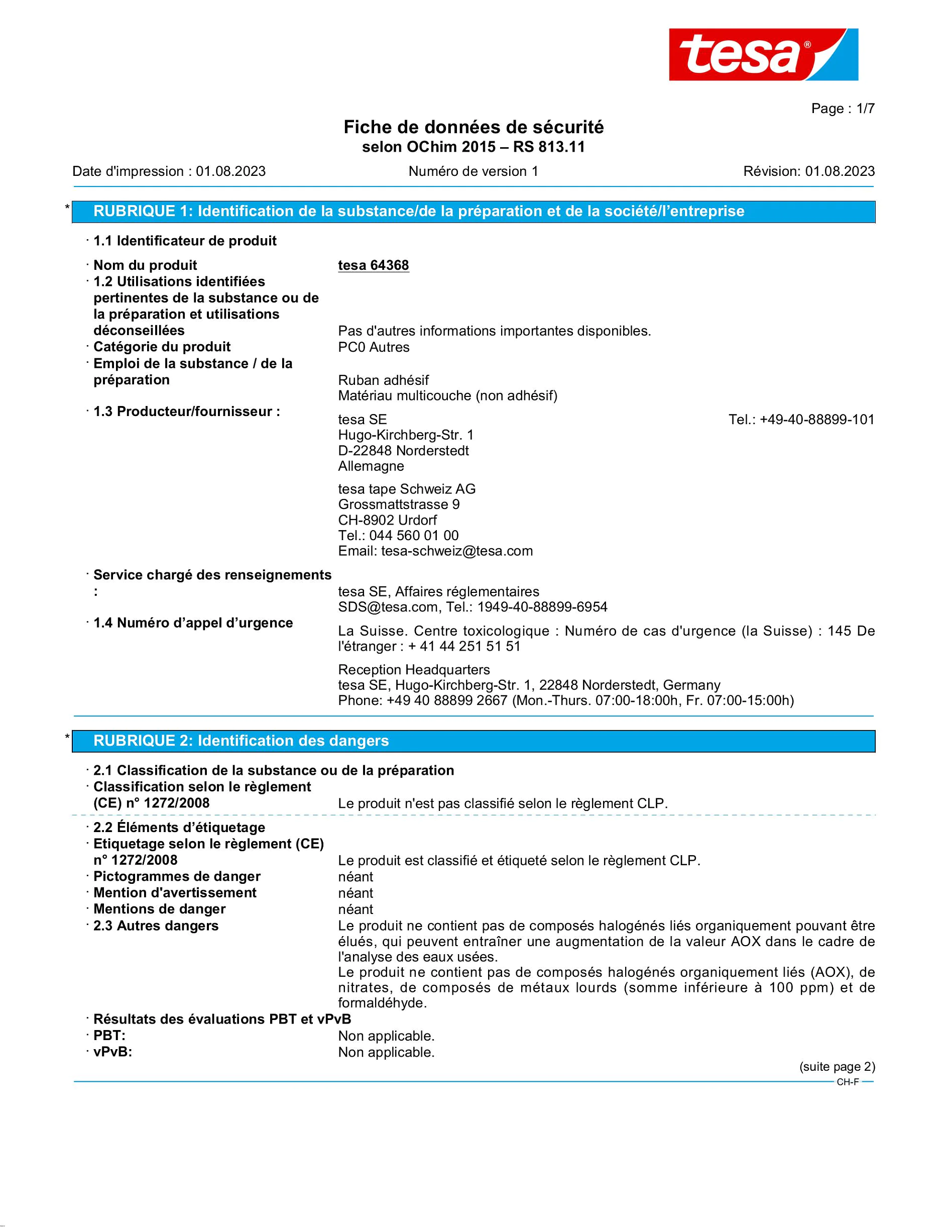 Safety data sheet_tesamoll® 55157_fr-CH_v1