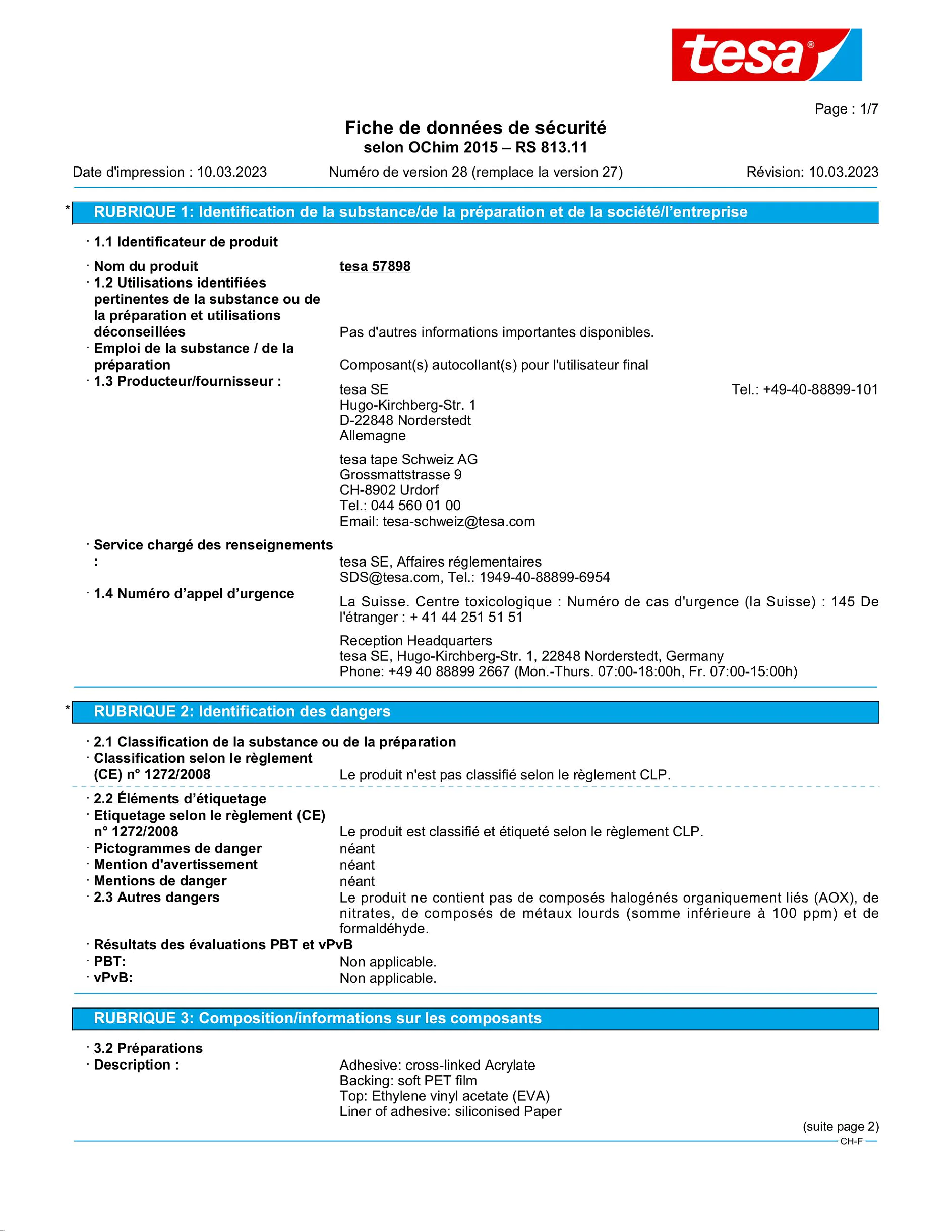 Safety data sheet_tesa® Protect 57706_fr-CH_v28