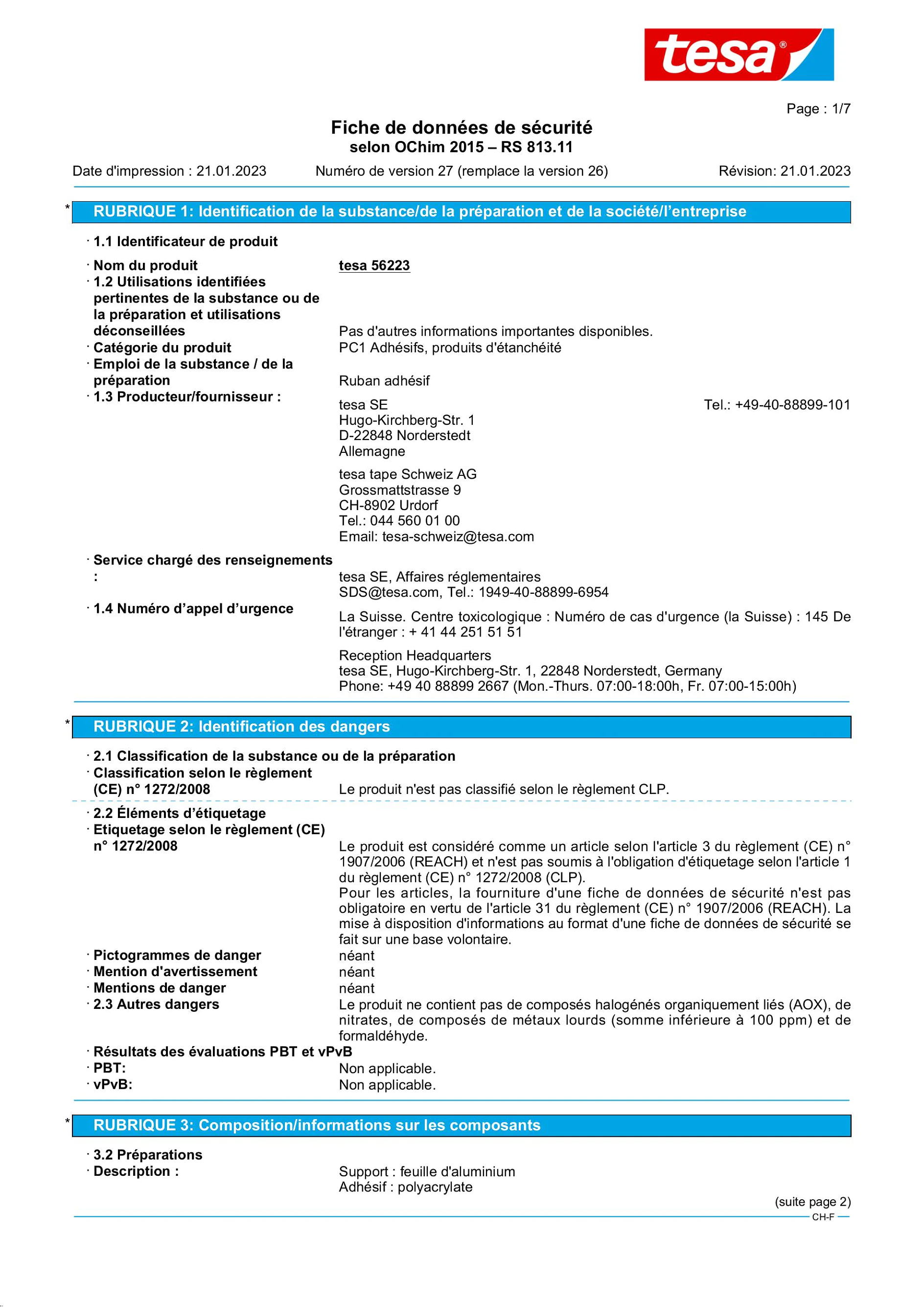 Safety data sheet_tesa® 56223_fr-CH_v27