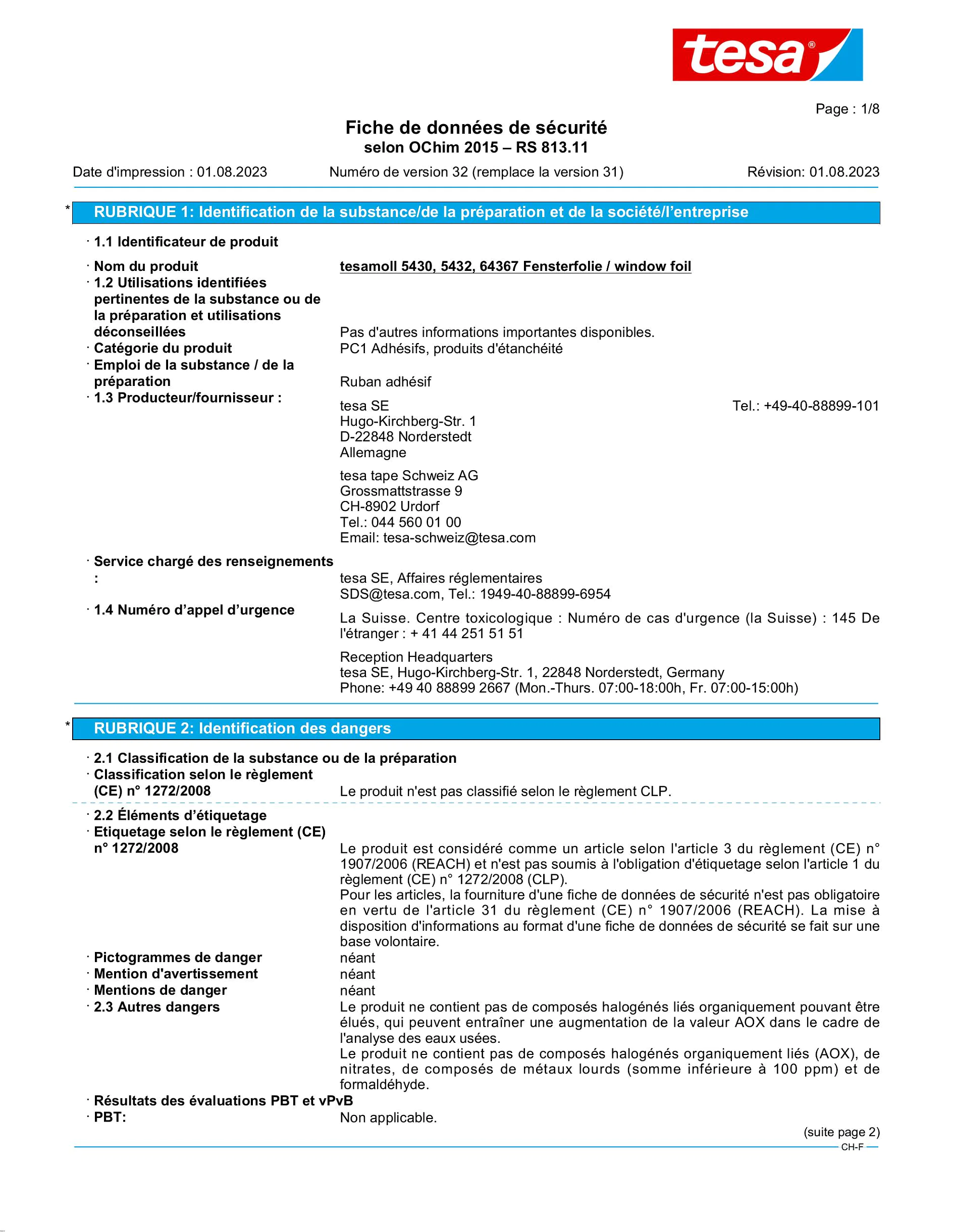 Safety data sheet_tesamoll® 5430_fr-CH_v32