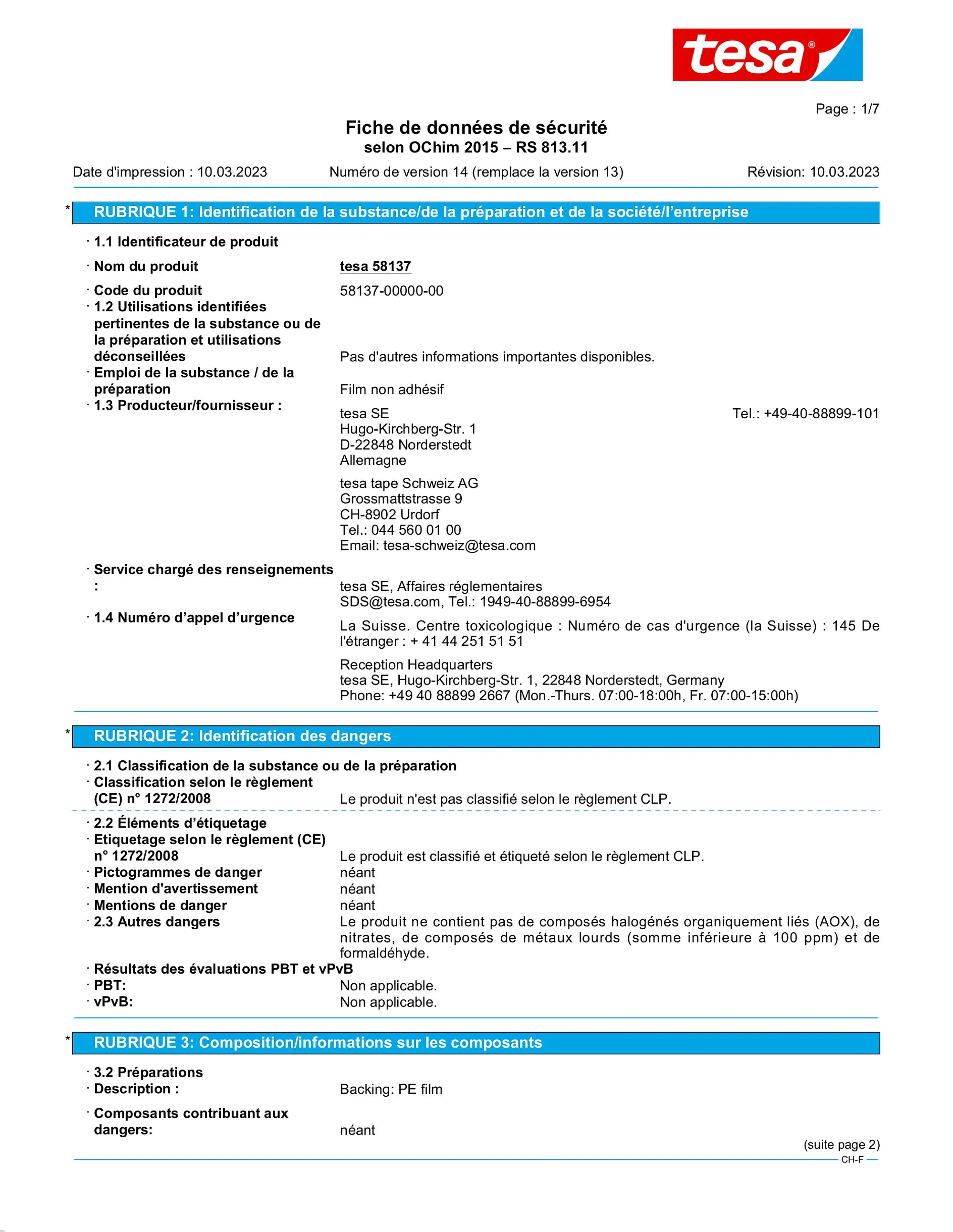 Safety data sheet_tesa® 58137_fr-CH_v14