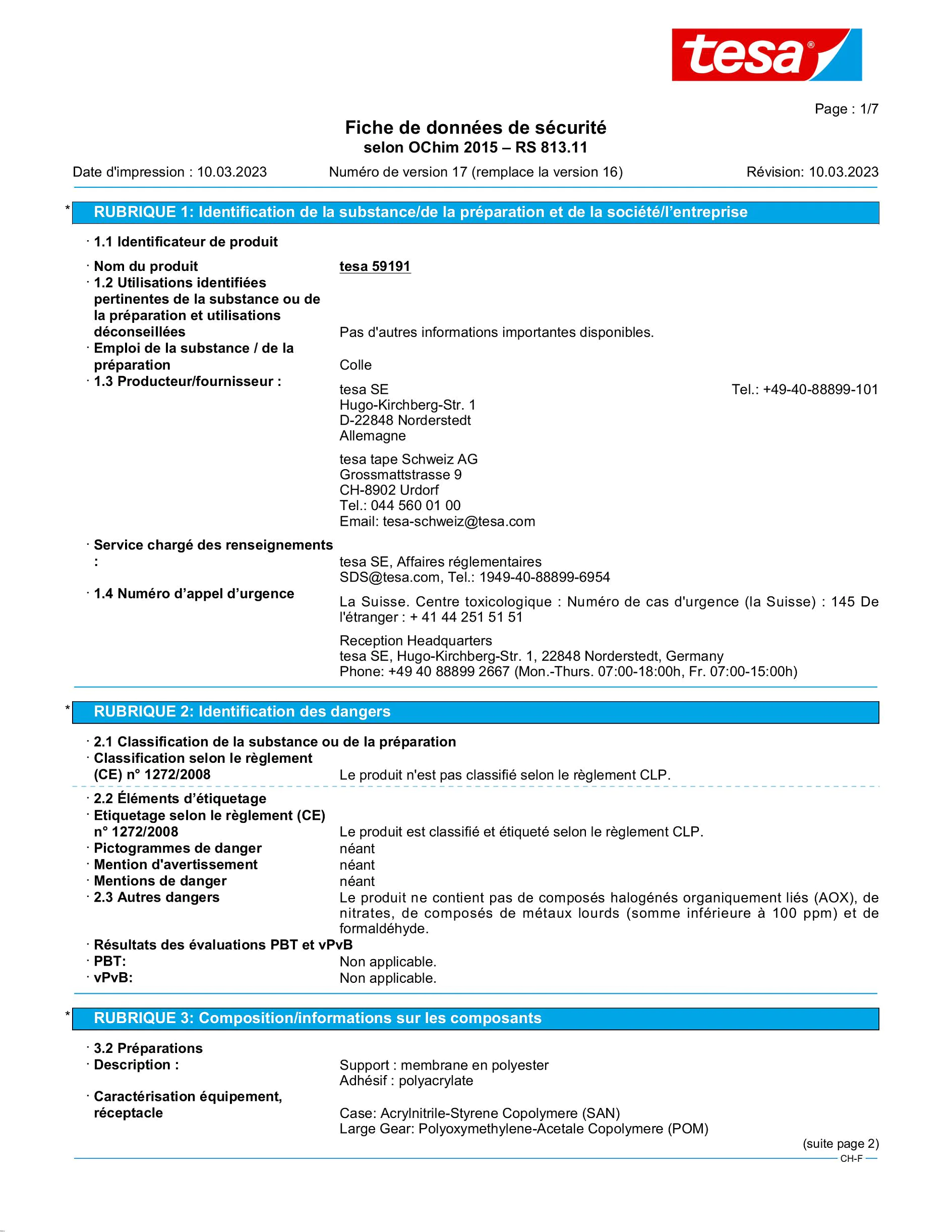 Safety data sheet_tesa® 59191_fr-CH_v17