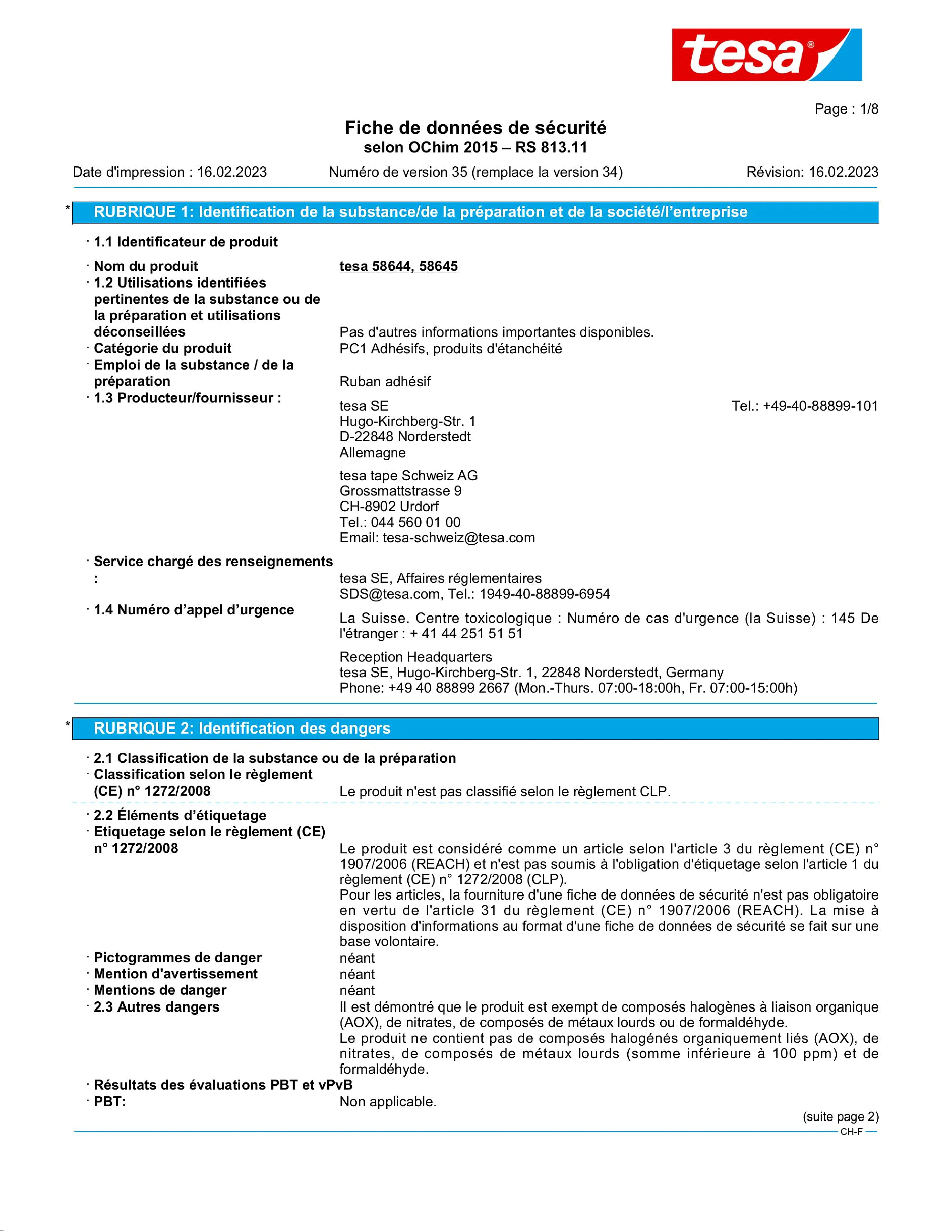 Safety data sheet_tesapack® 4124PVC30_fr-CH_v35