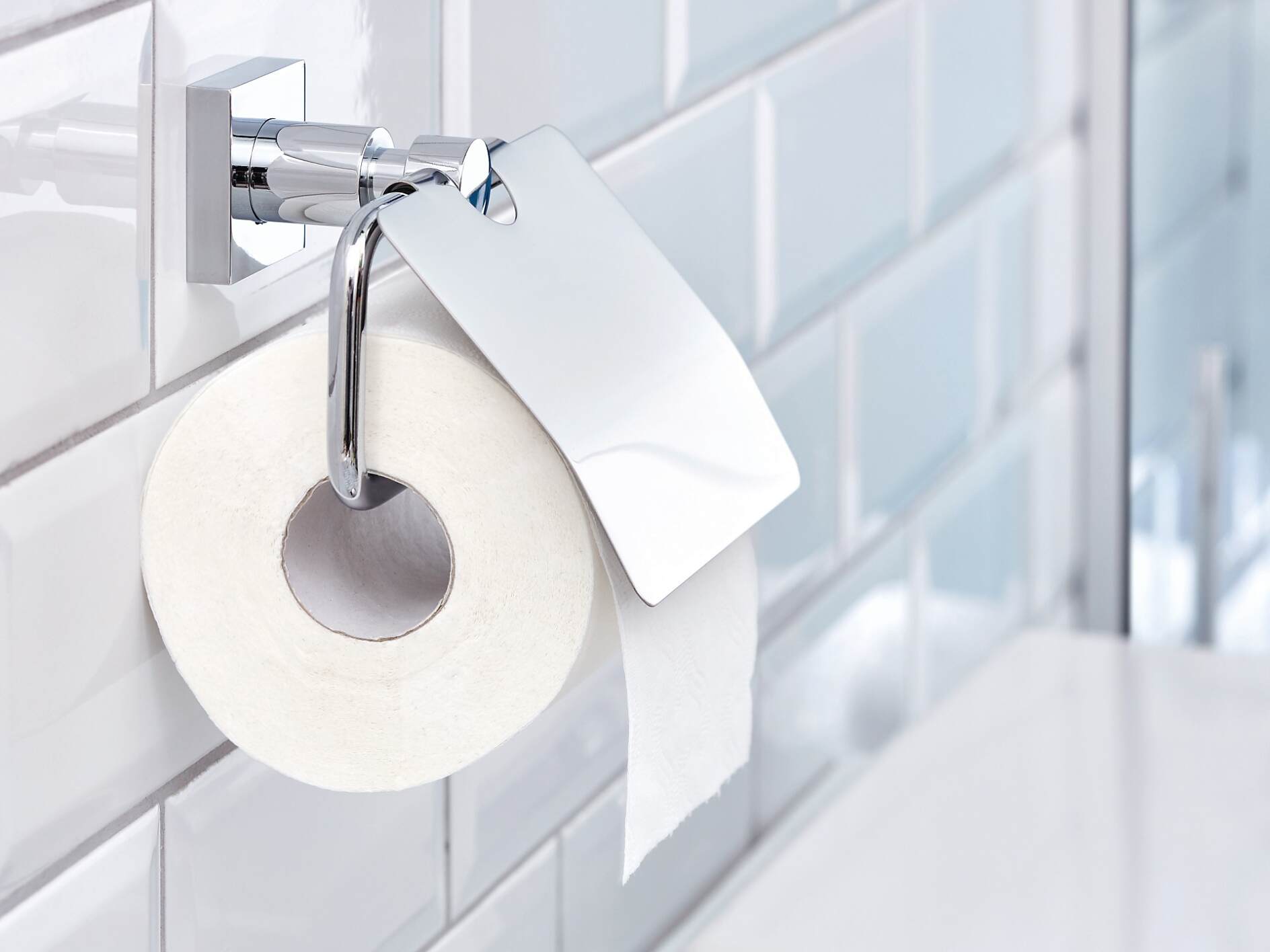 Dérouleur papier toilette et brosse wc métal chromé Couleur chrome