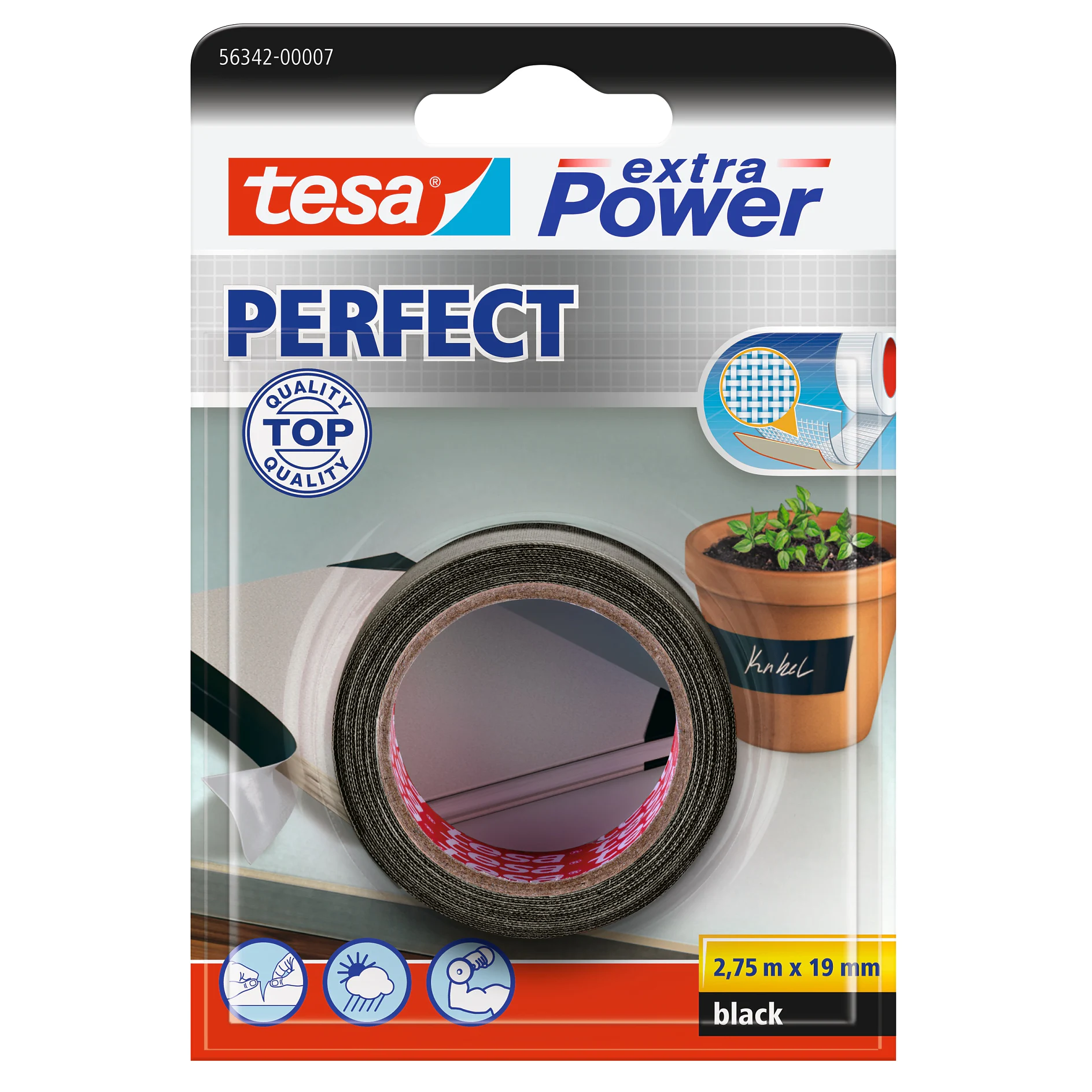 [en-en] tesa extra Power Perfect, black, 2,75m x 19mm, blister