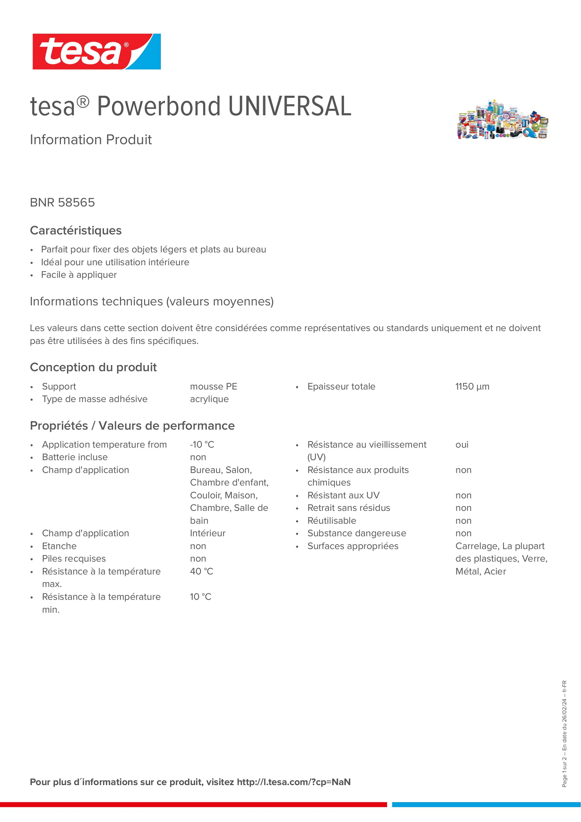 Product information_tesa® Powerbond 58565_fr-FR