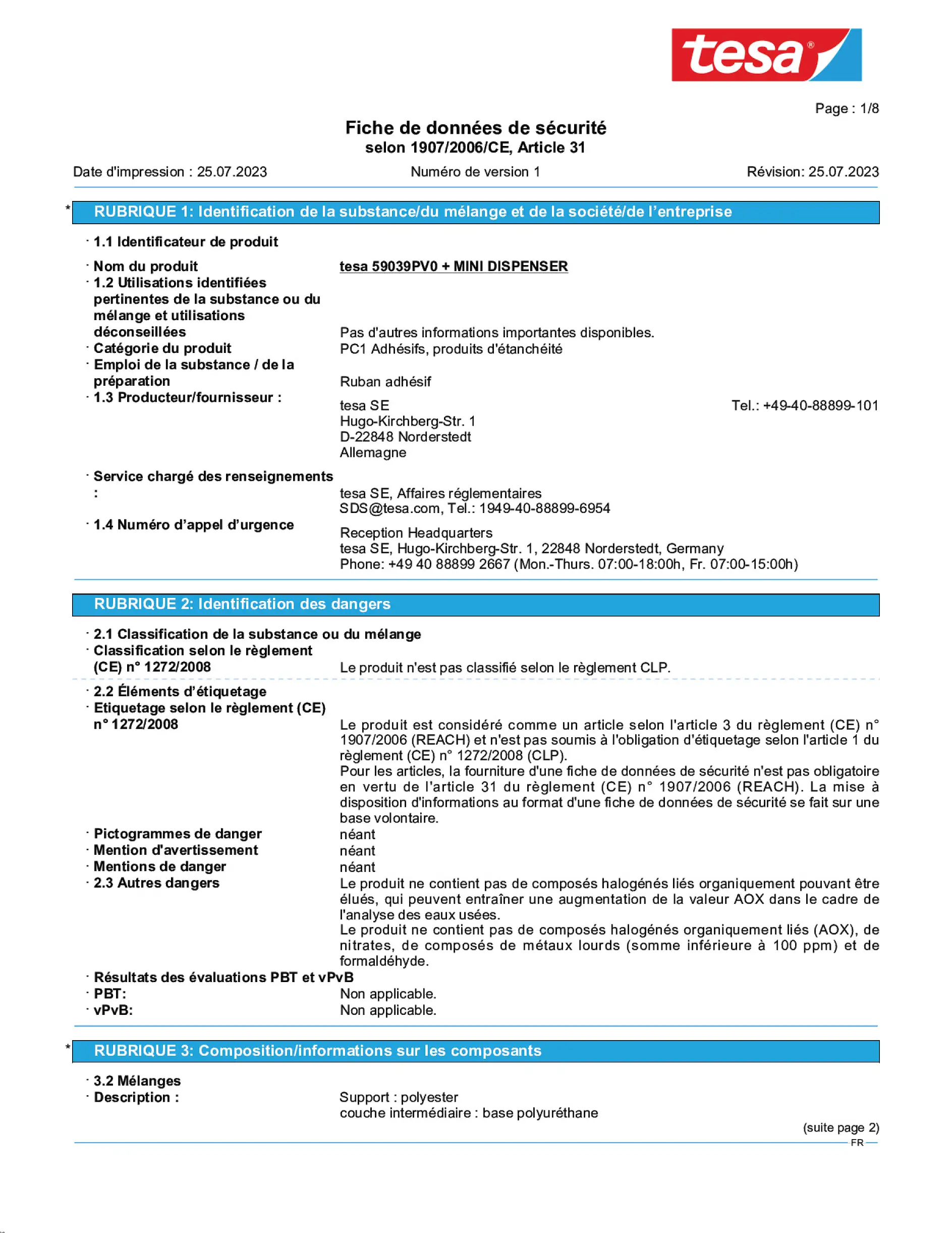 Safety data sheet_tesafilm® 59038_fr-FR_v1