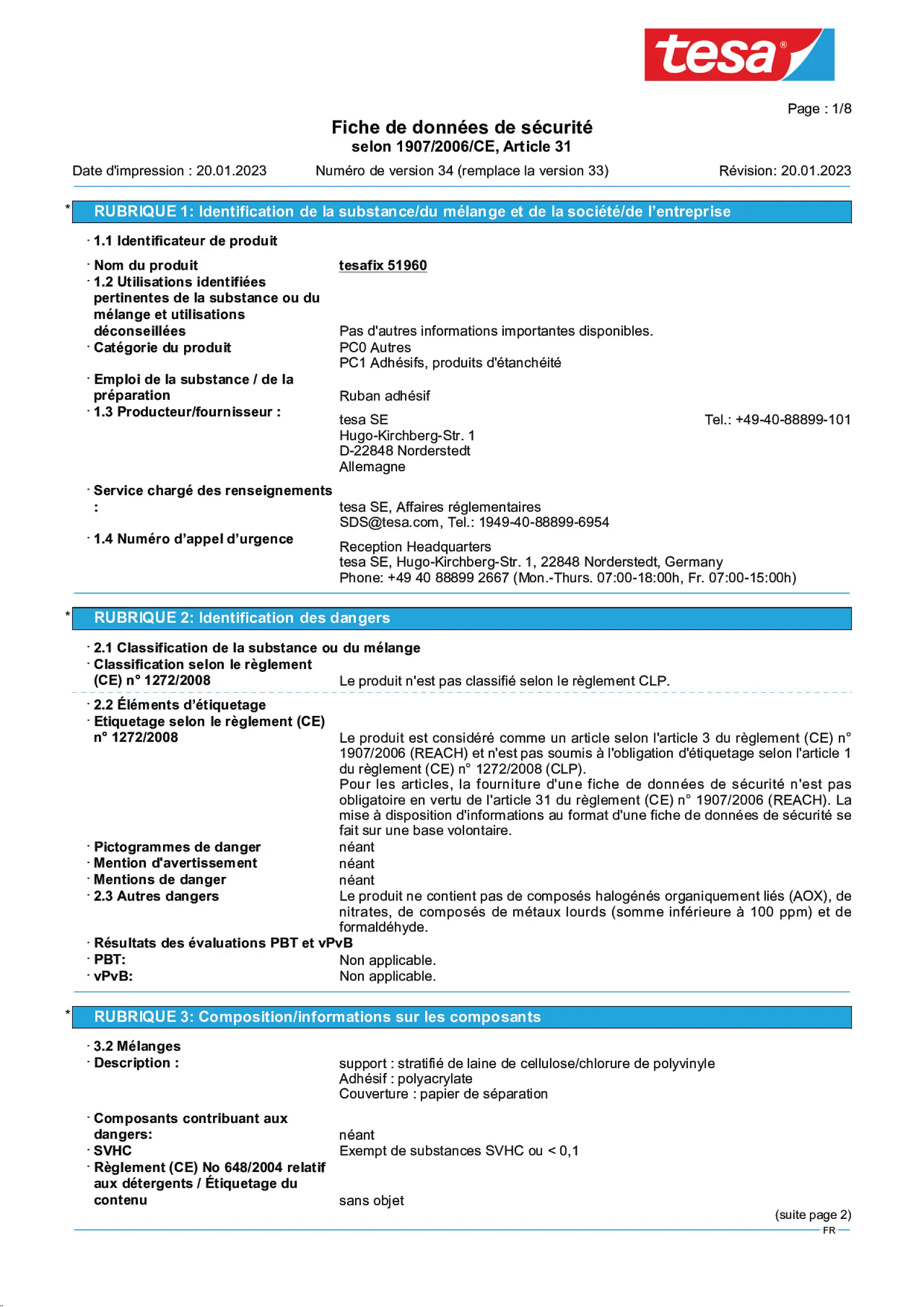 Safety data sheet_tesa® 51960_fr-FR_v34