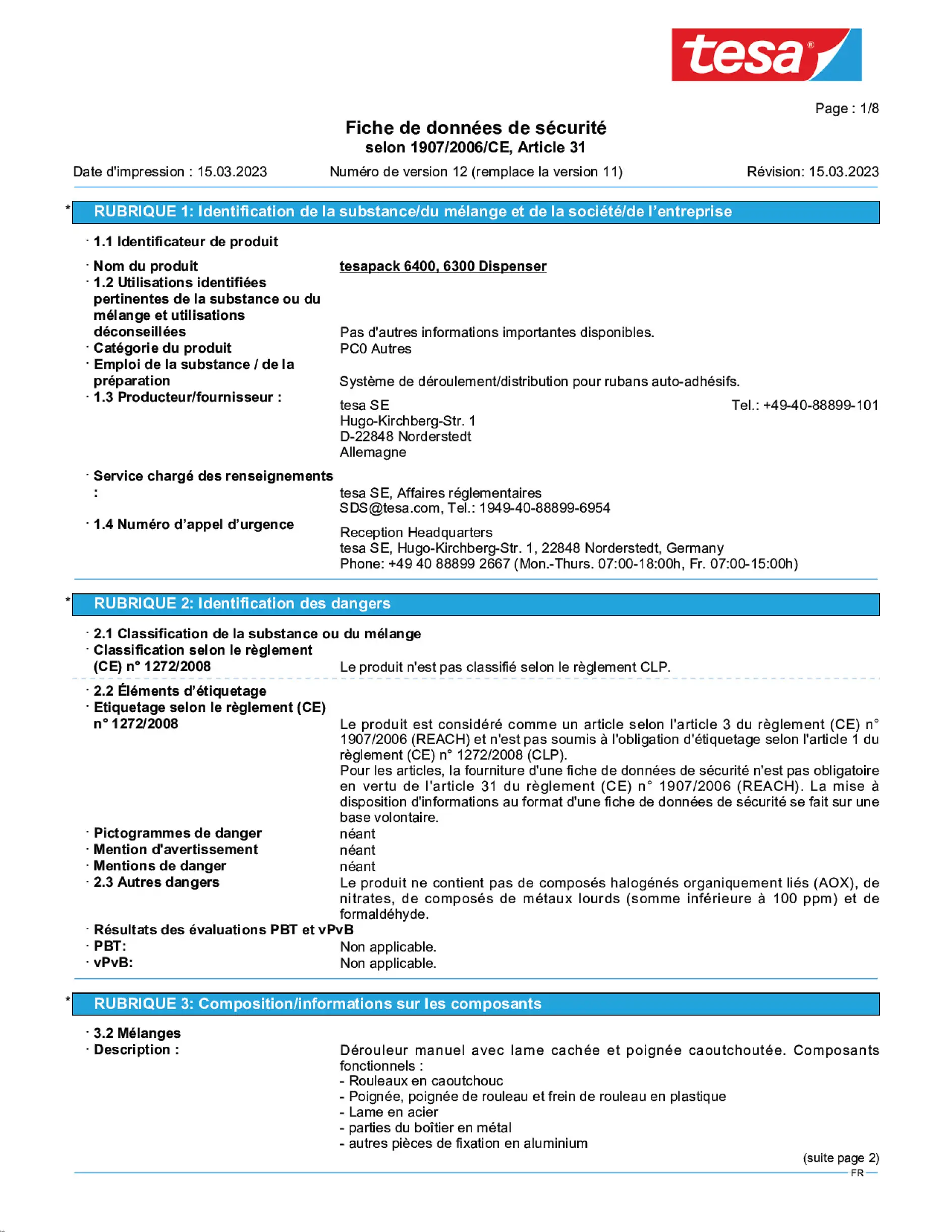 Safety data sheet_tesapack® 06400_fr-FR_v12
