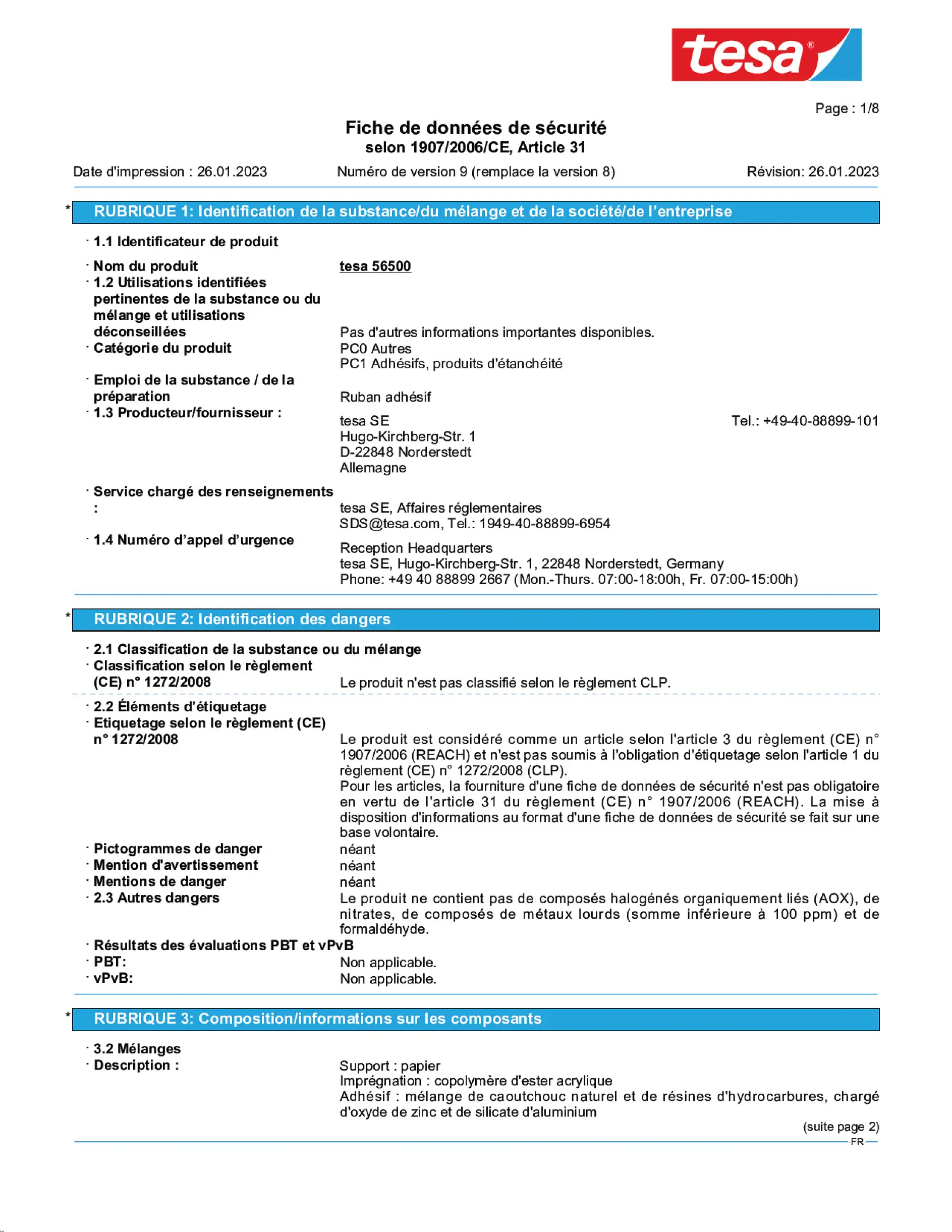 Safety data sheet_tesa® 56500_fr-FR_v9