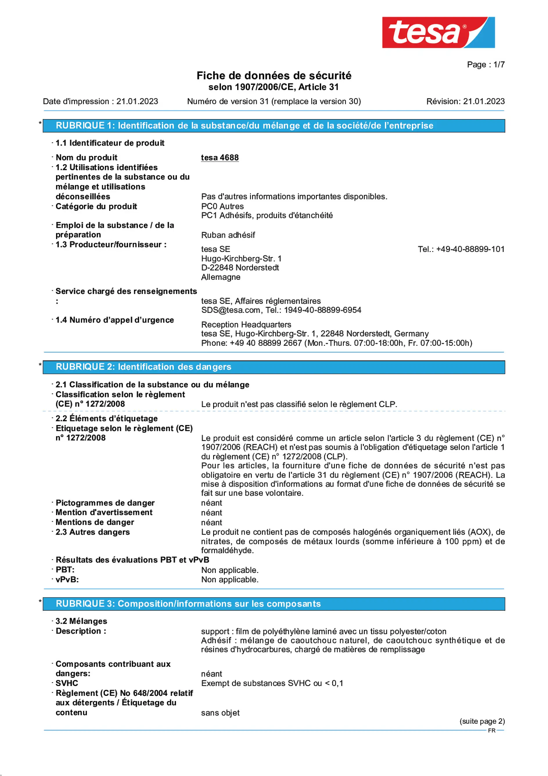 Safety data sheet_tesa® Professional 04688_fr-FR_v31