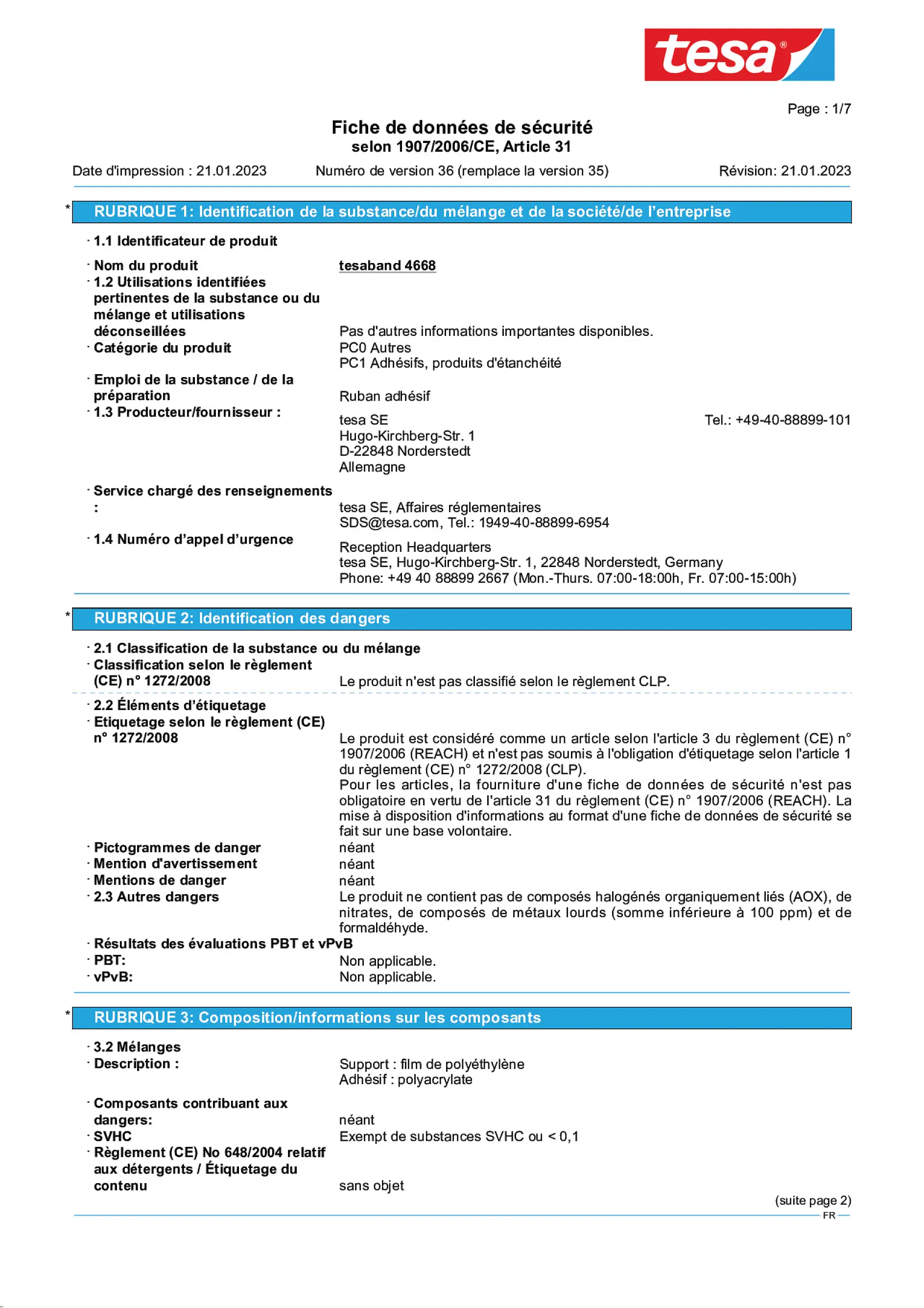 Safety data sheet_tesa® Professional 04668_fr-FR_v36