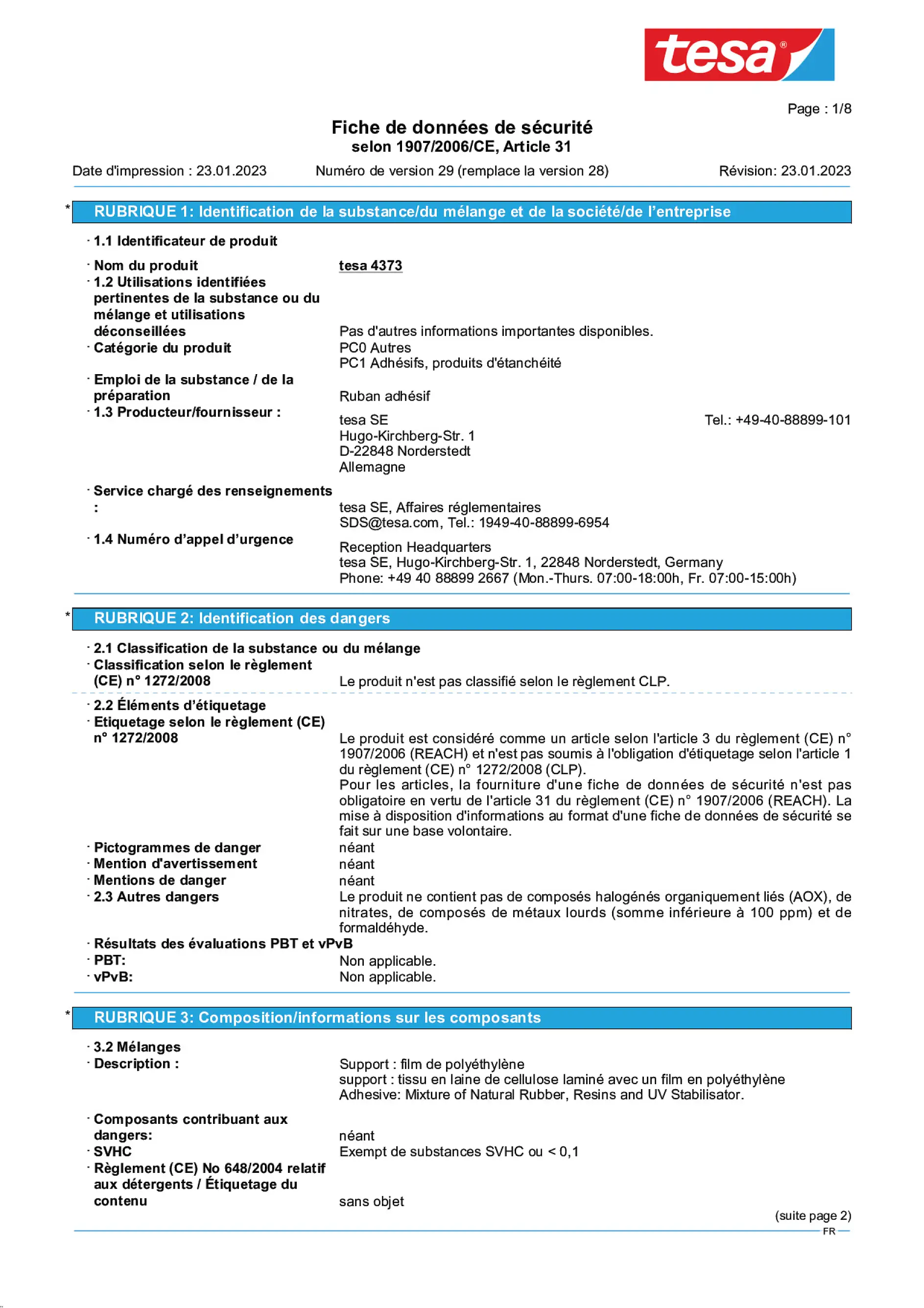 Safety data sheet_tesa® Professional 04373_fr-FR_v29