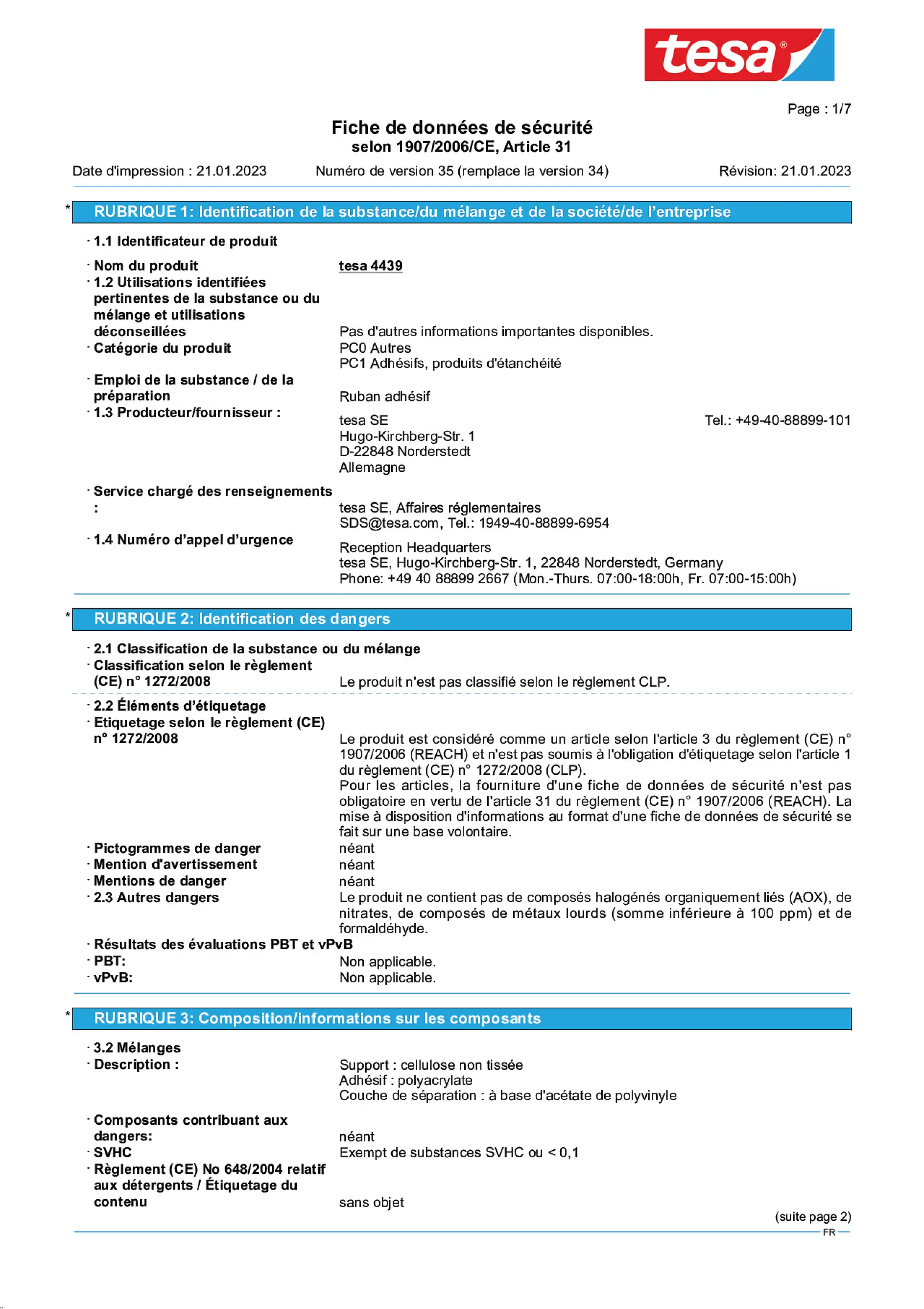 Safety data sheet_tesa® Professional 04439_fr-FR_v35