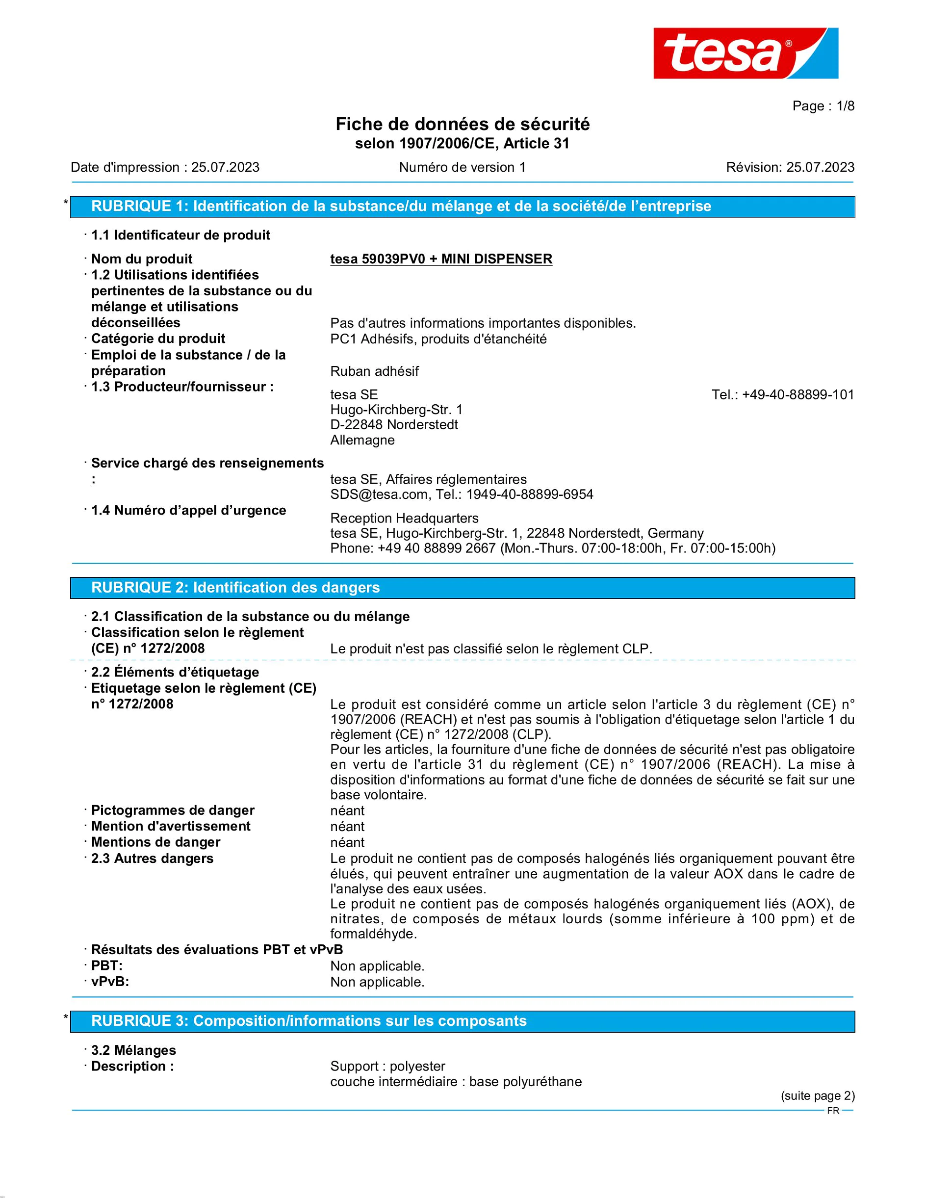 Safety data sheet_tesafilm® 59038_fr-FR_v1