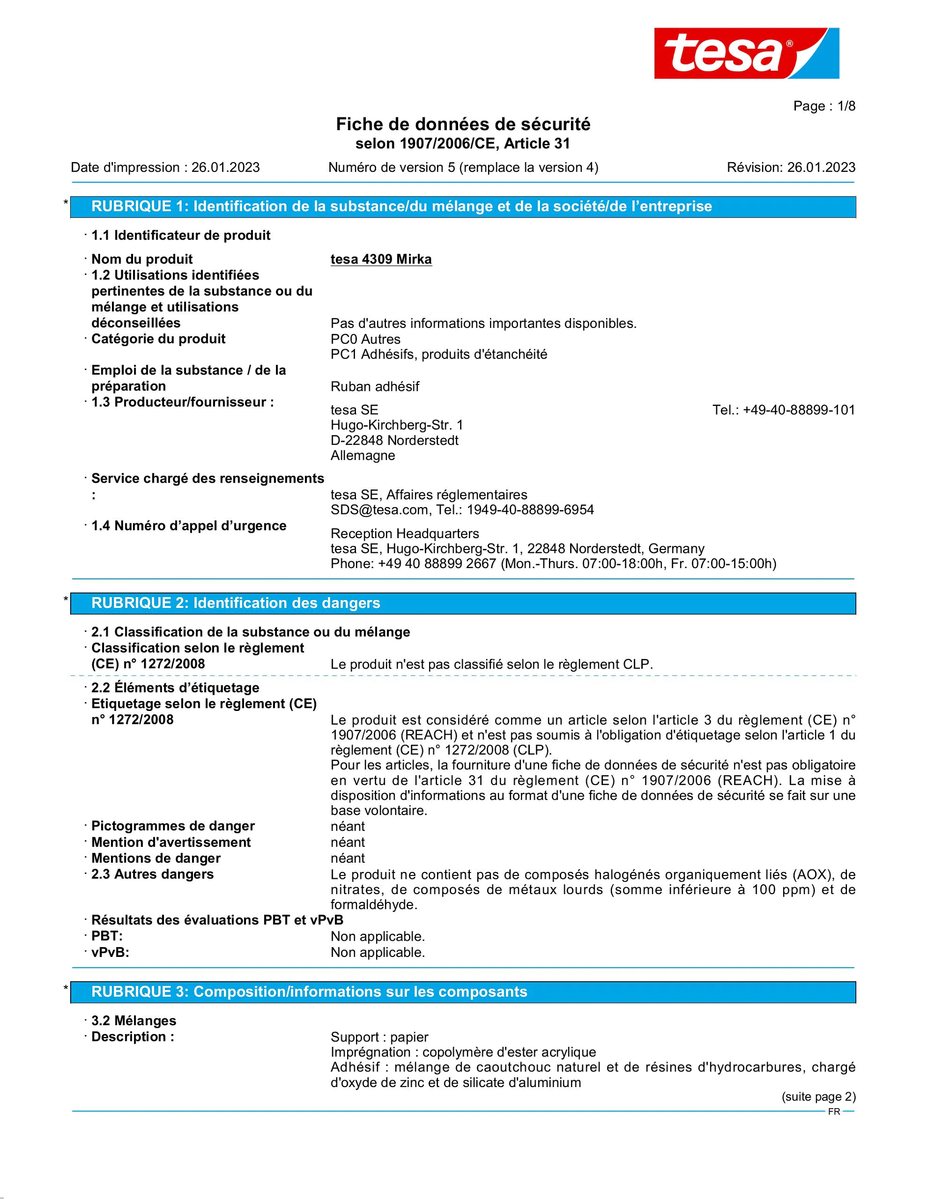 Safety data sheet_tesa® 04309_fr-FR_v5