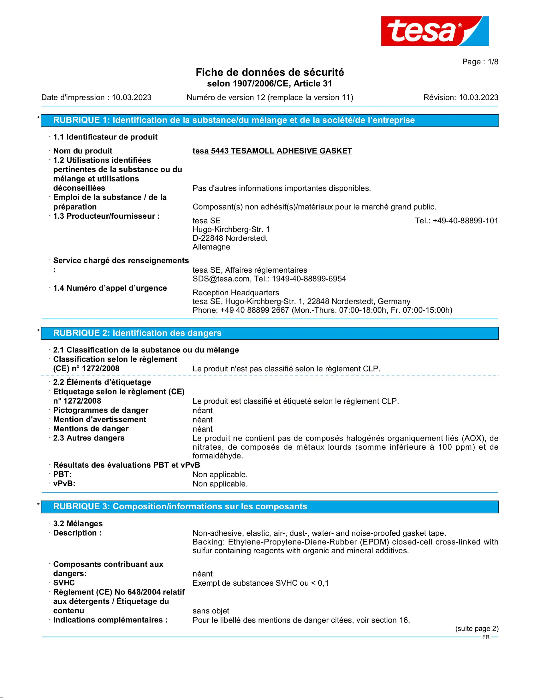 Safety data sheet_tesamoll® 05443_fr-FR_v12