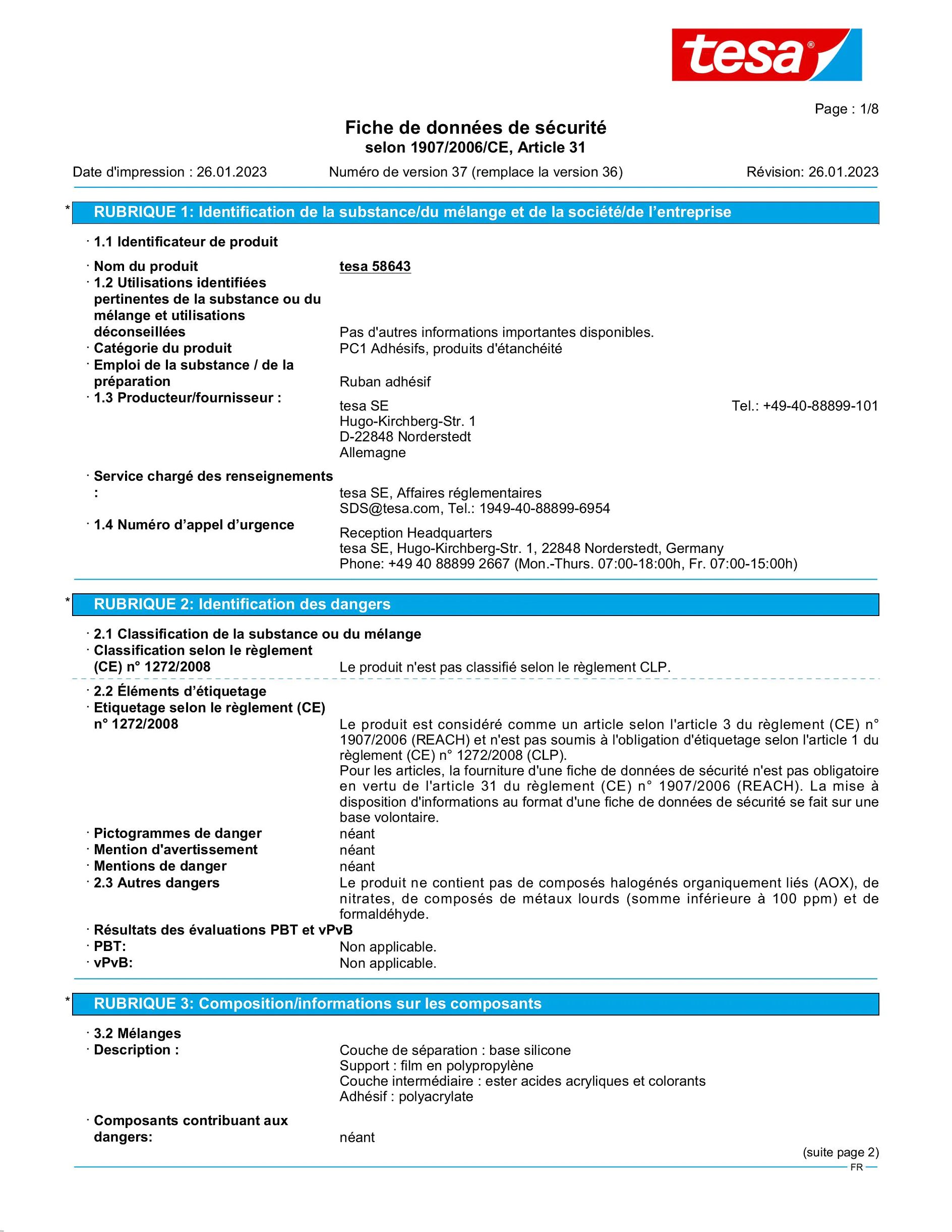 Safety data sheet_tesapack® 58643_fr-FR_v37